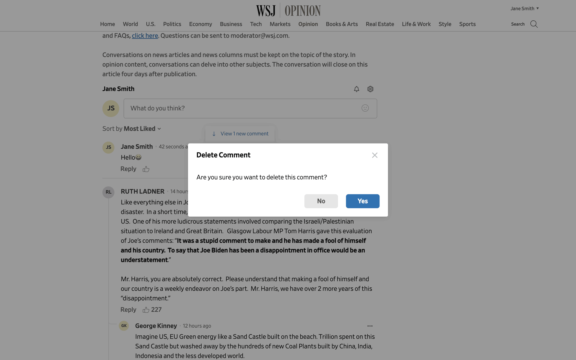 WSJ Web News interface screenshot 11