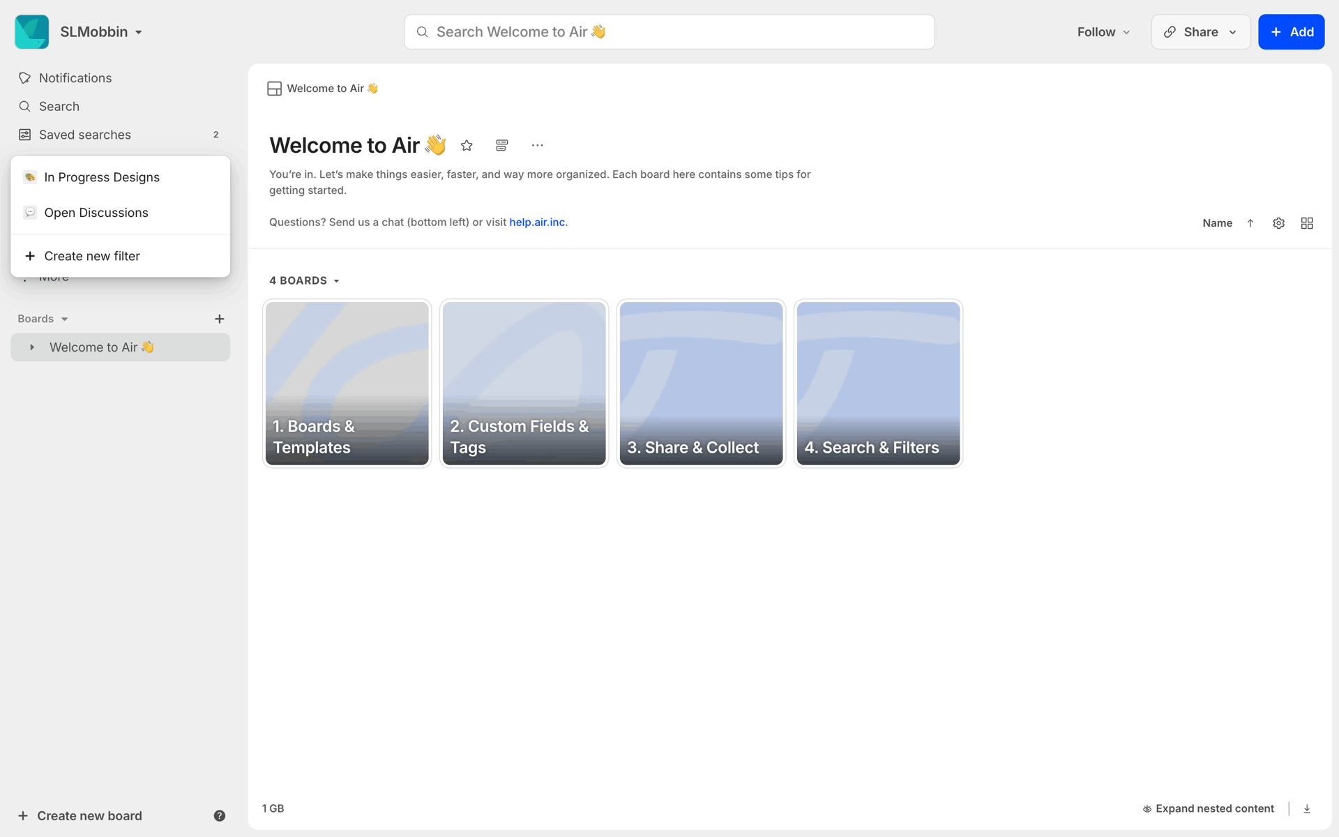 Air Web Collaboration interface screenshot 24