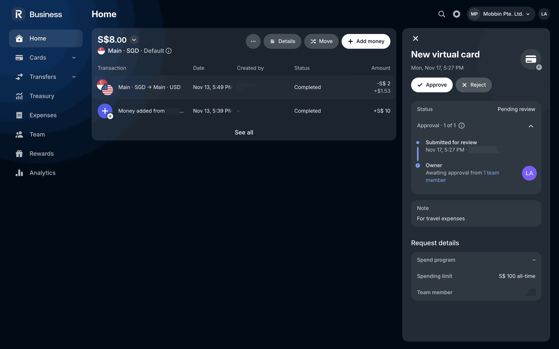 Revolut Business Web Finance interface screenshot 12