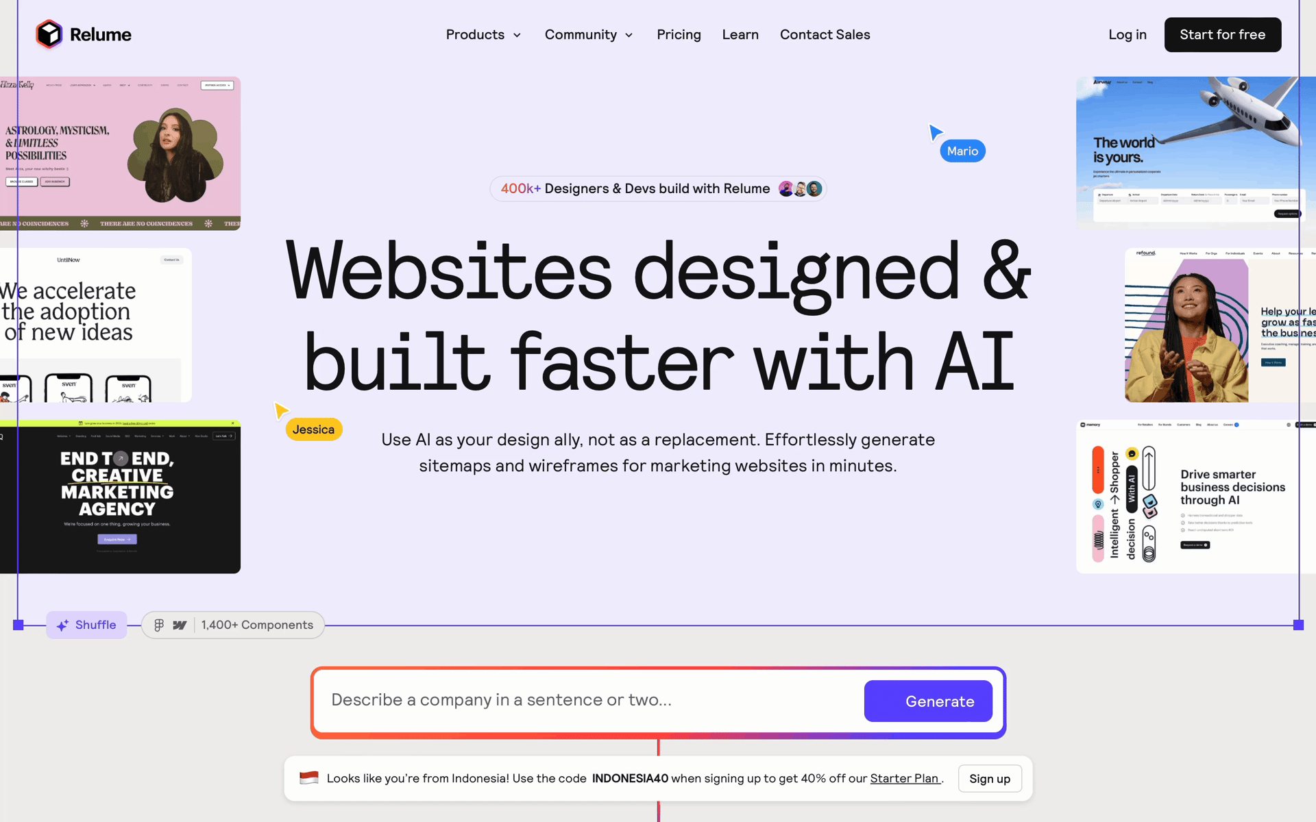 Relume Web AI interface screenshot 2