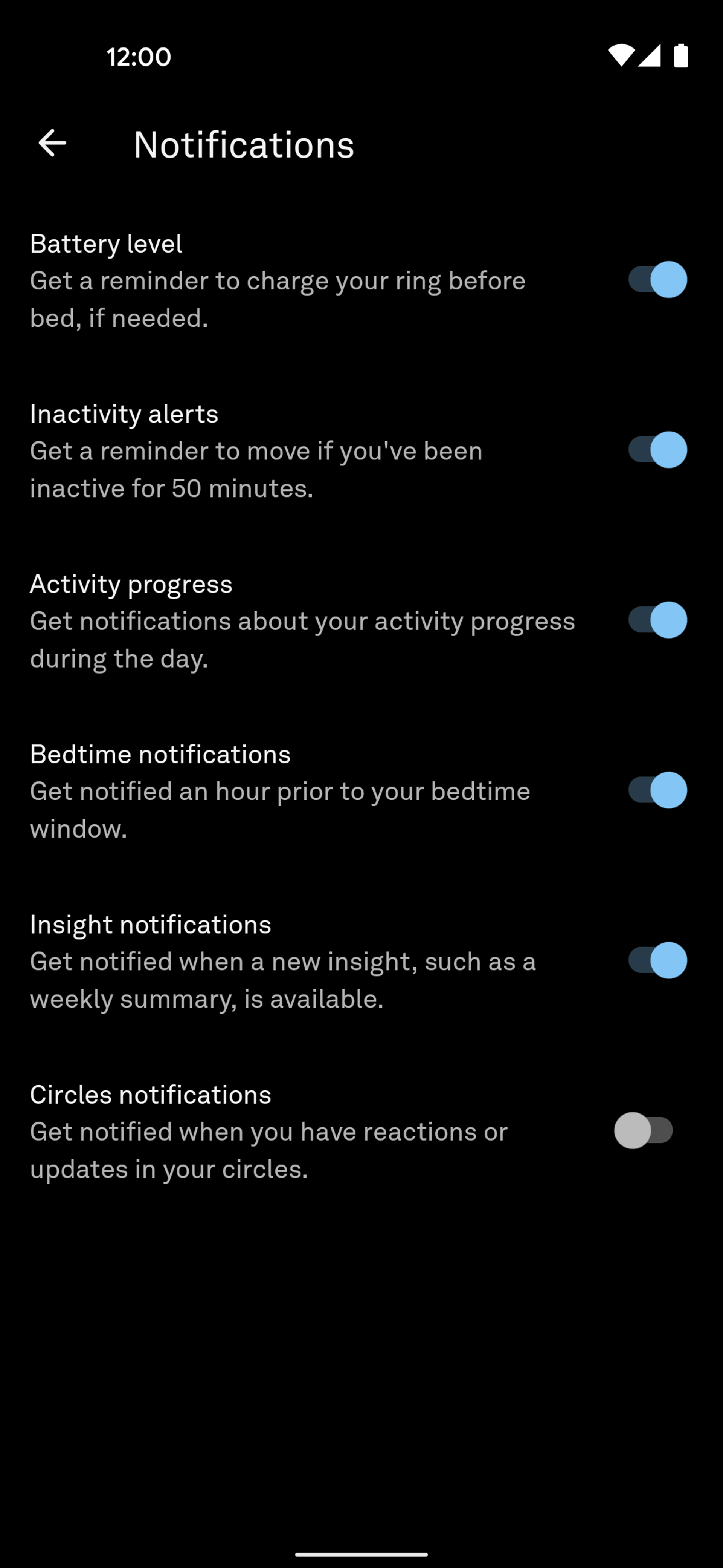Oura Android Health & Fitness interface screenshot 17