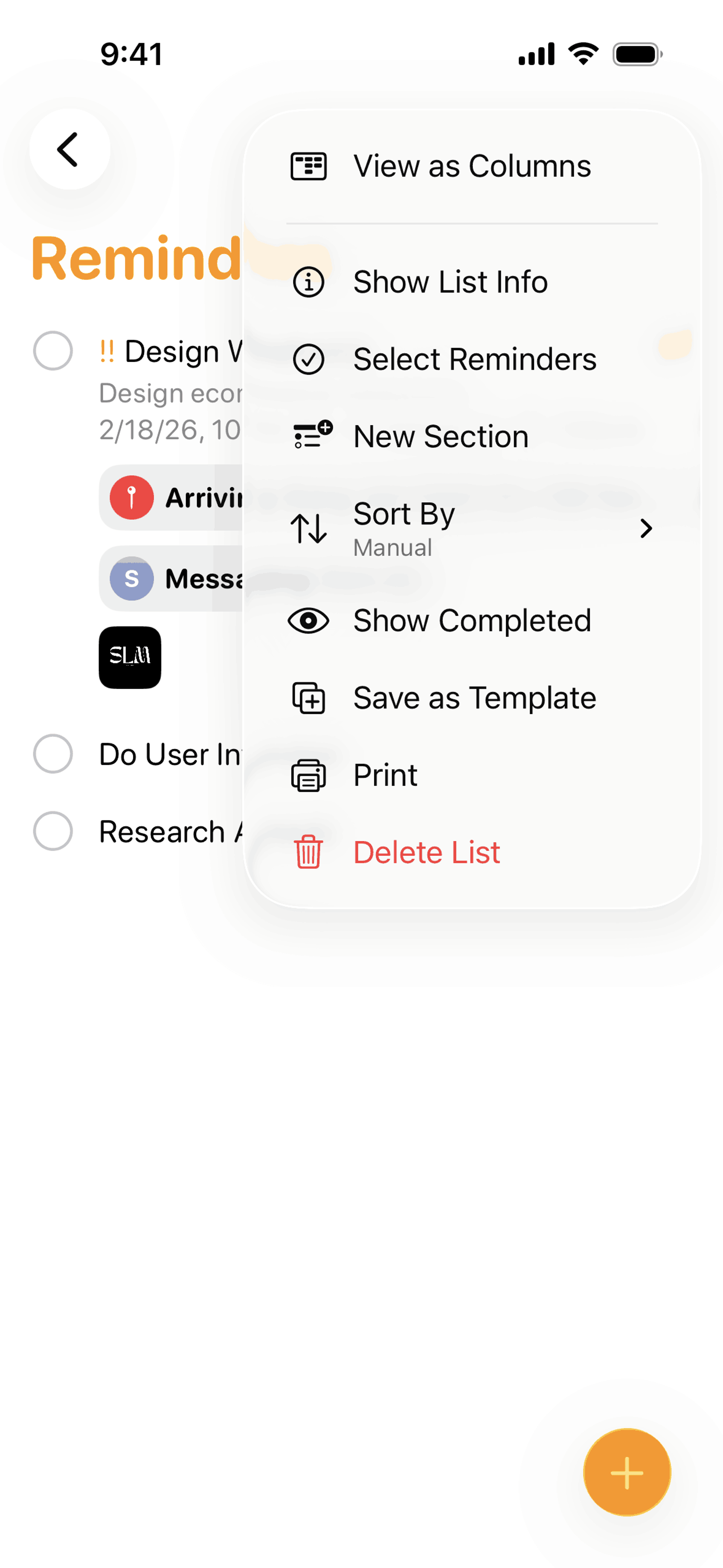 Reminders iOS Productivity interface screenshot 5