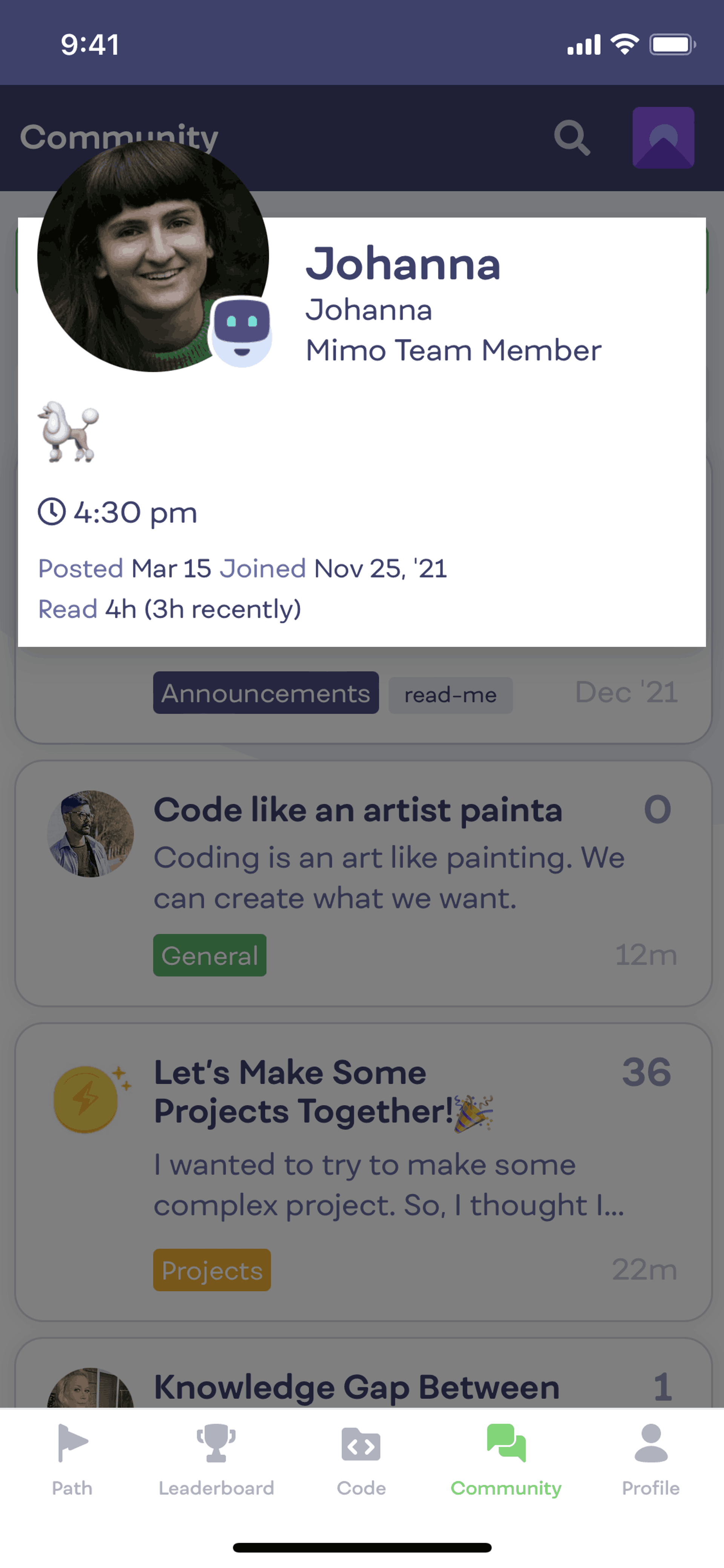 Mimo iOS Education interface screenshot 18