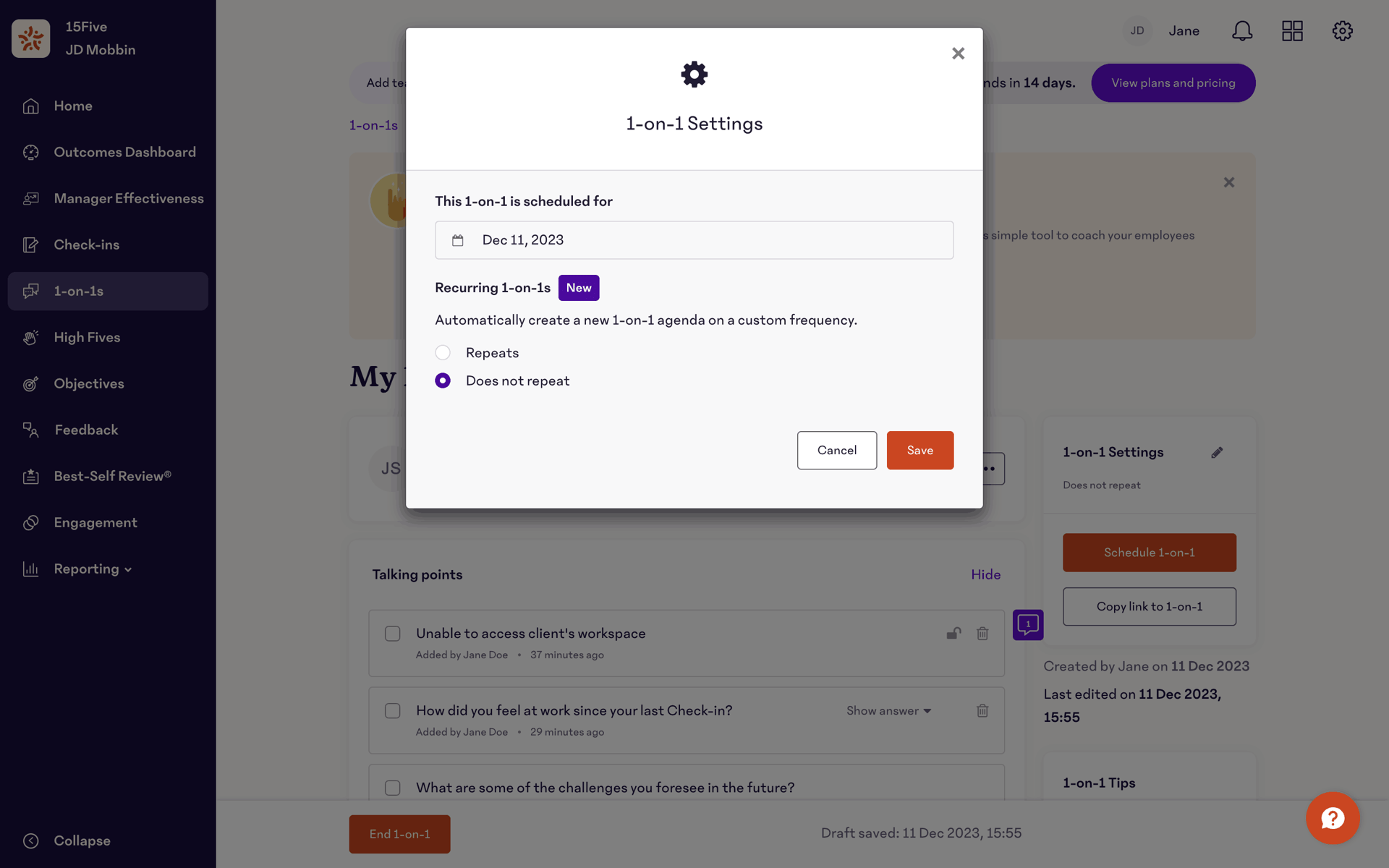 15Five Web Business interface screenshot 18