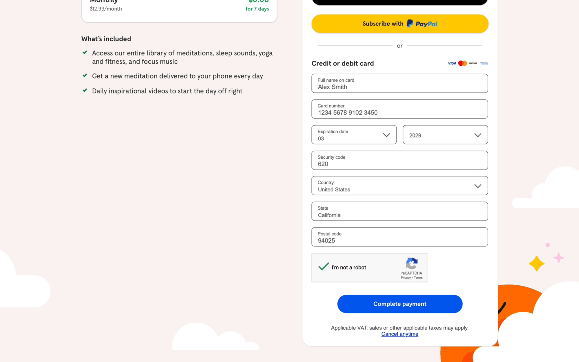 Headspace Web Health & Fitness interface screenshot 7