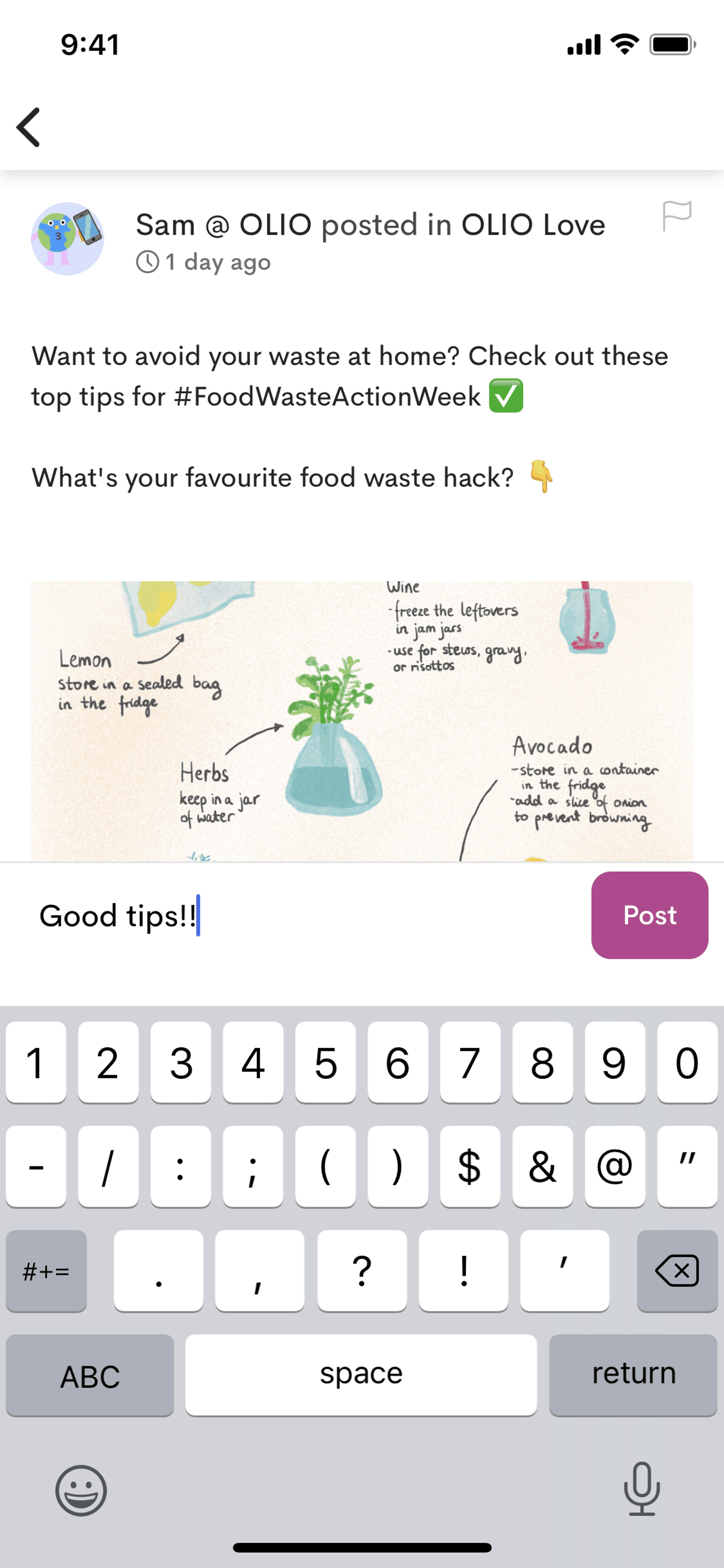 OLIO iOS Food & Drink interface screenshot 24