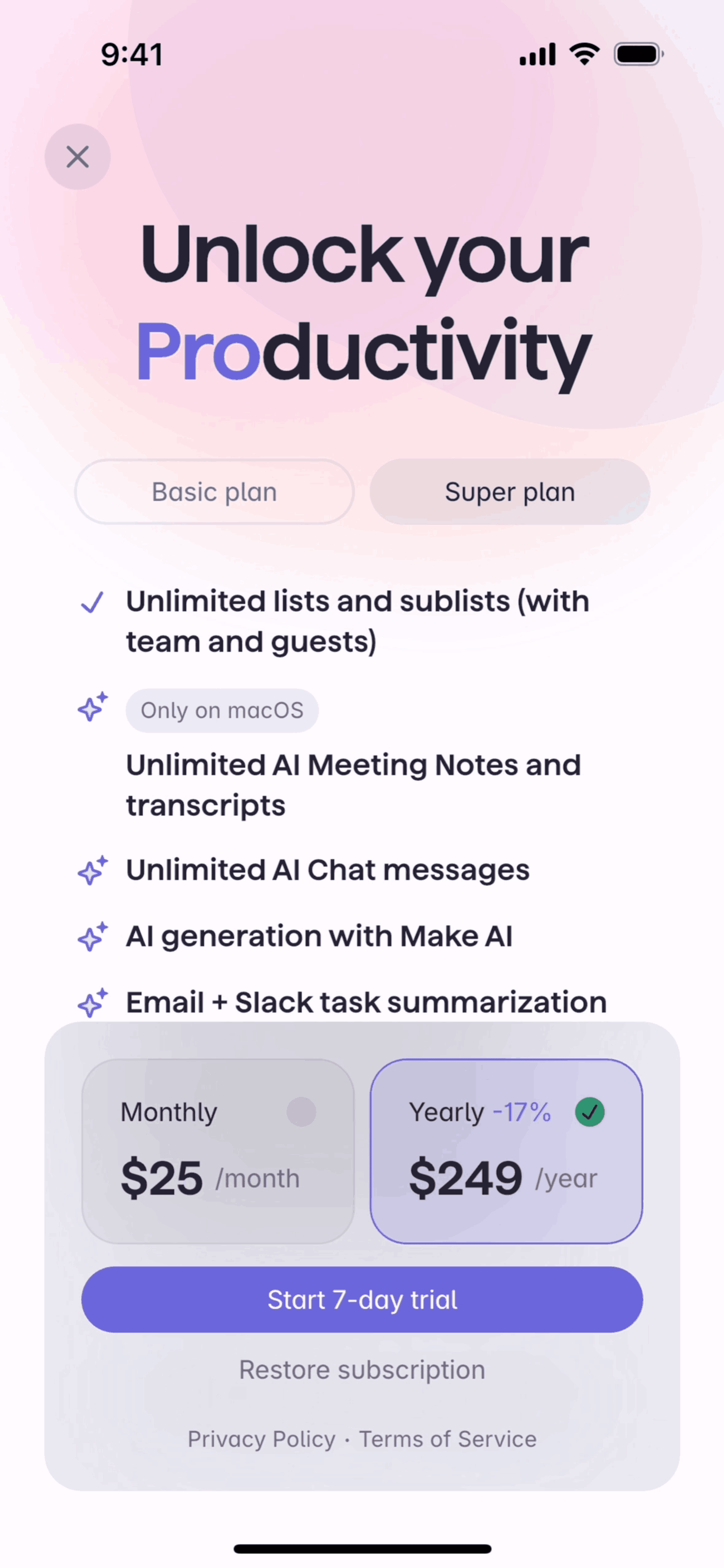 Superlist iOS Productivity interface screenshot 12
