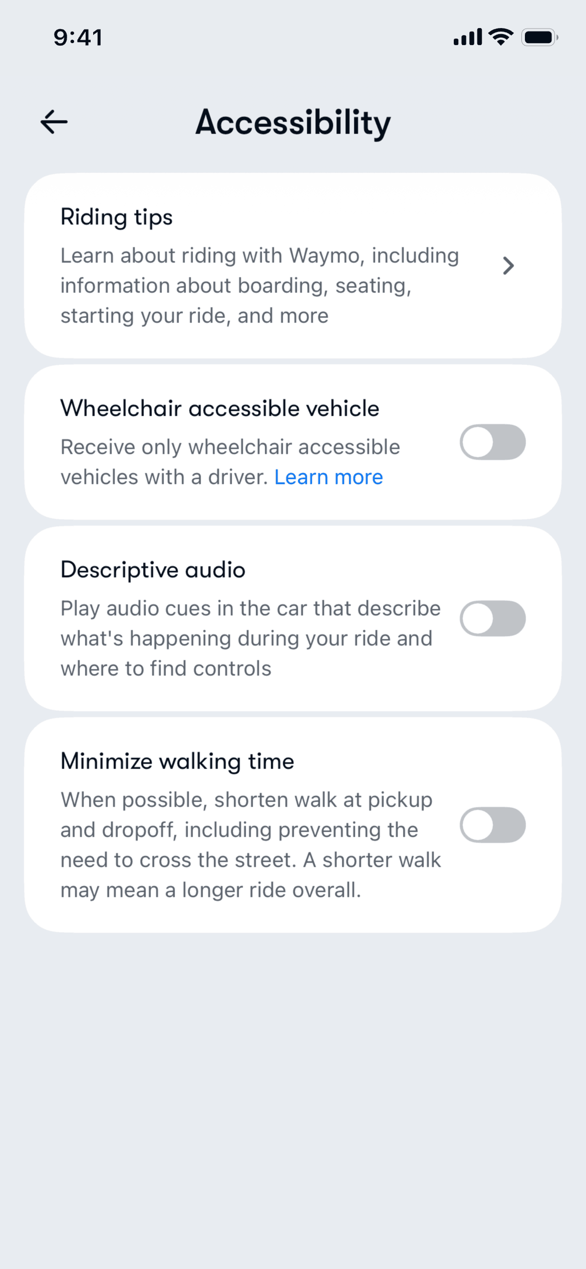 Waymo iOS Travel & Transportation interface screenshot 11