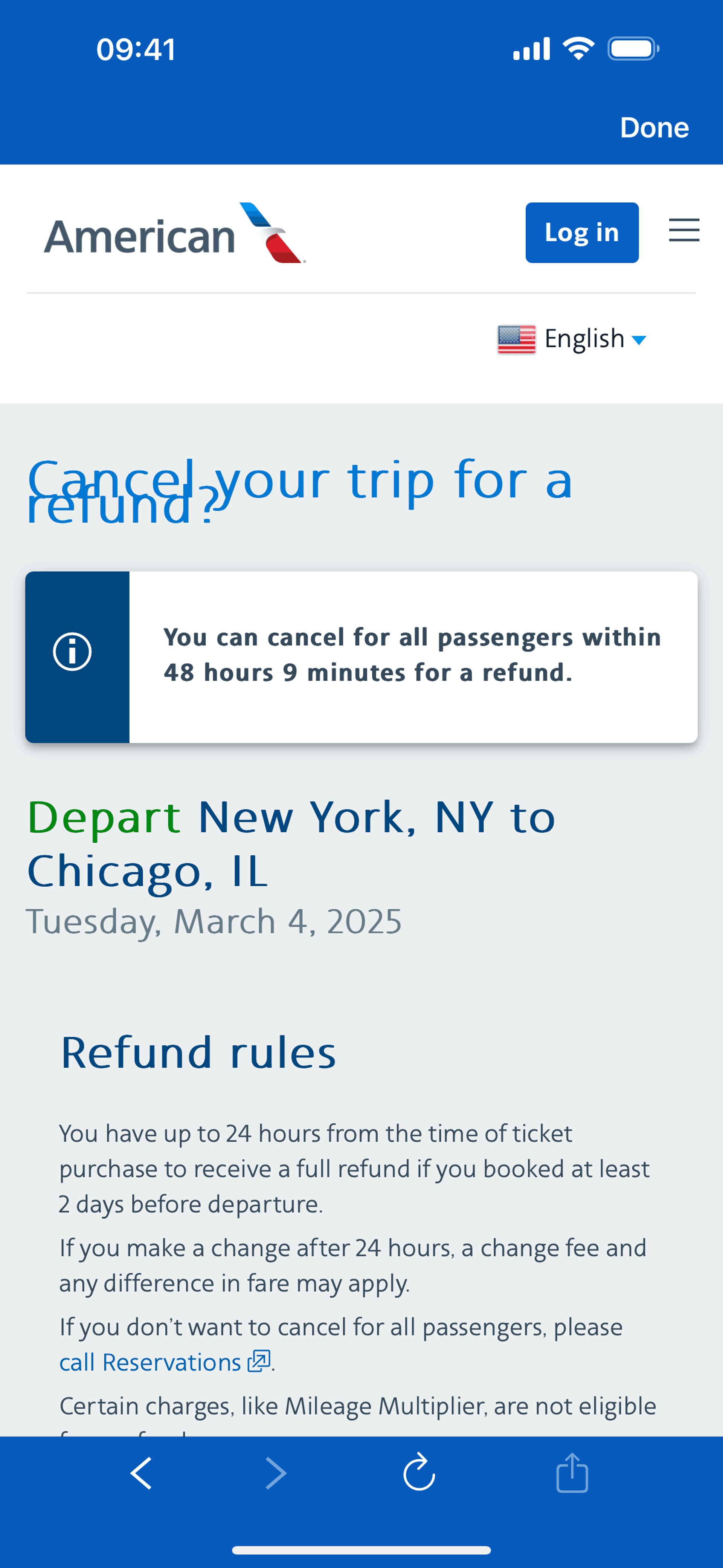 American Airlines iOS Travel & Transportation interface screenshot 10