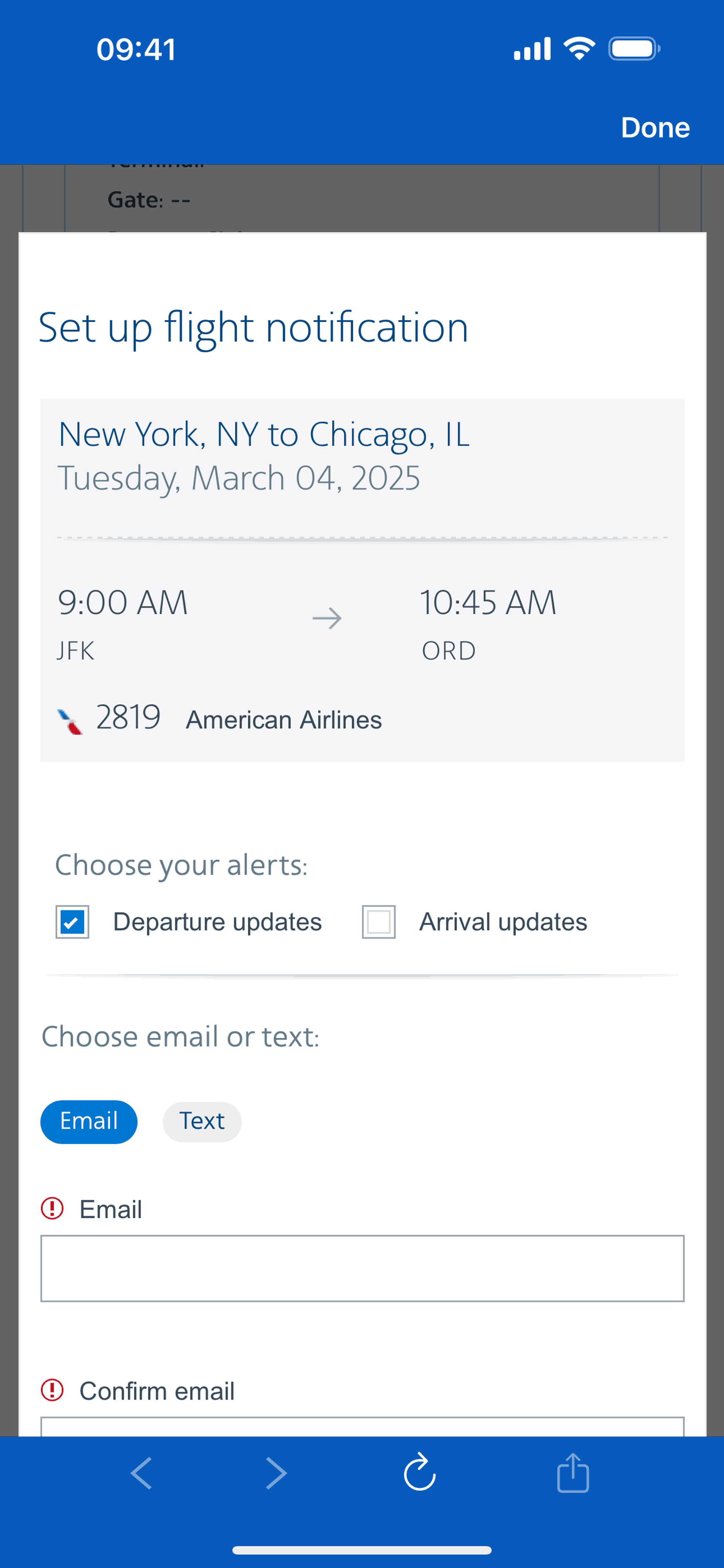 American Airlines iOS Travel & Transportation interface screenshot 16