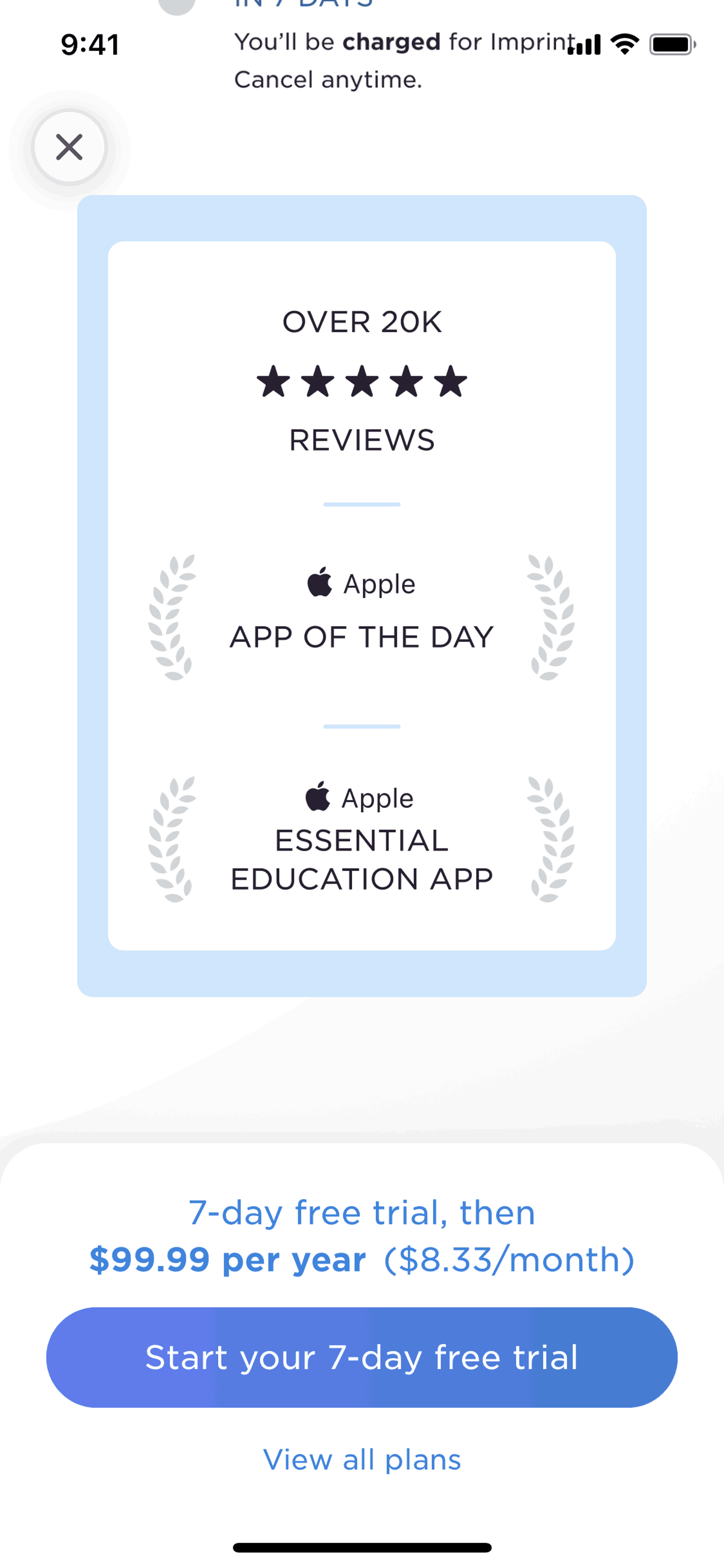 Imprint iOS Education interface screenshot 5