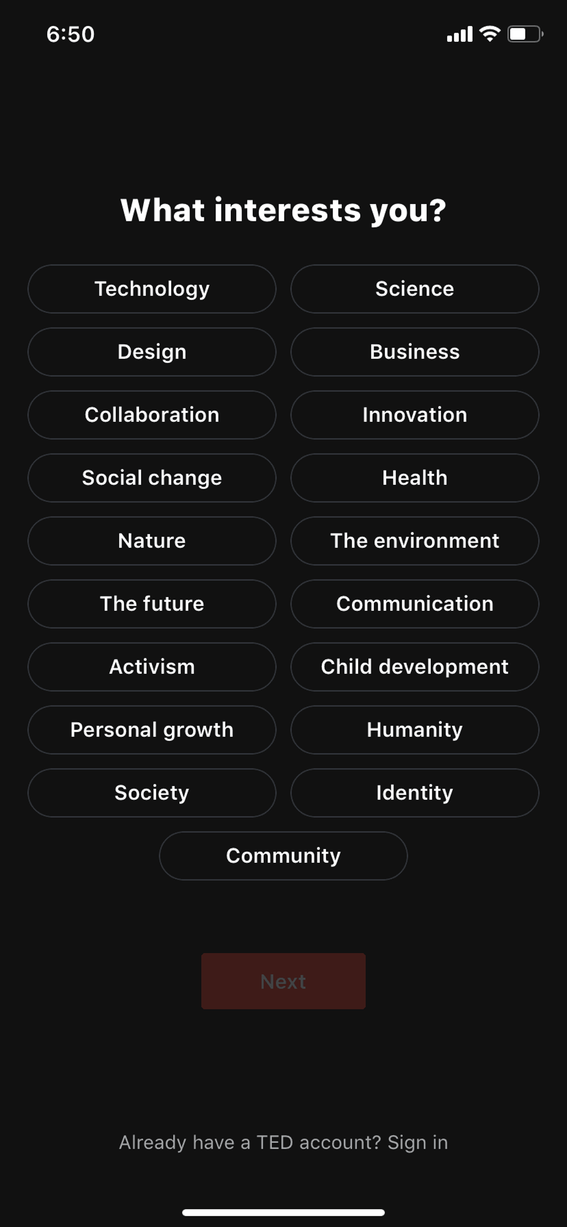 TED iOS Education interface screenshot 4