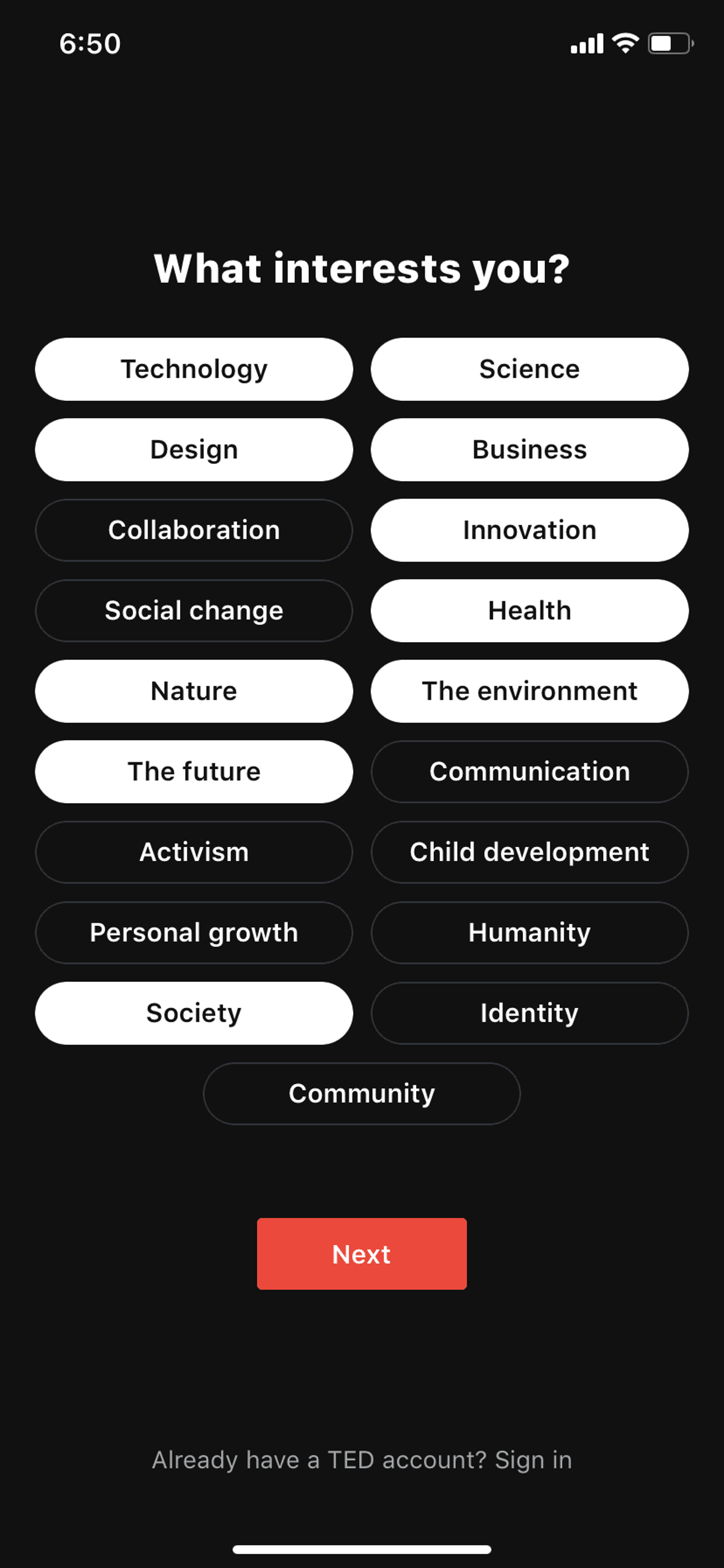TED iOS Education interface screenshot 5