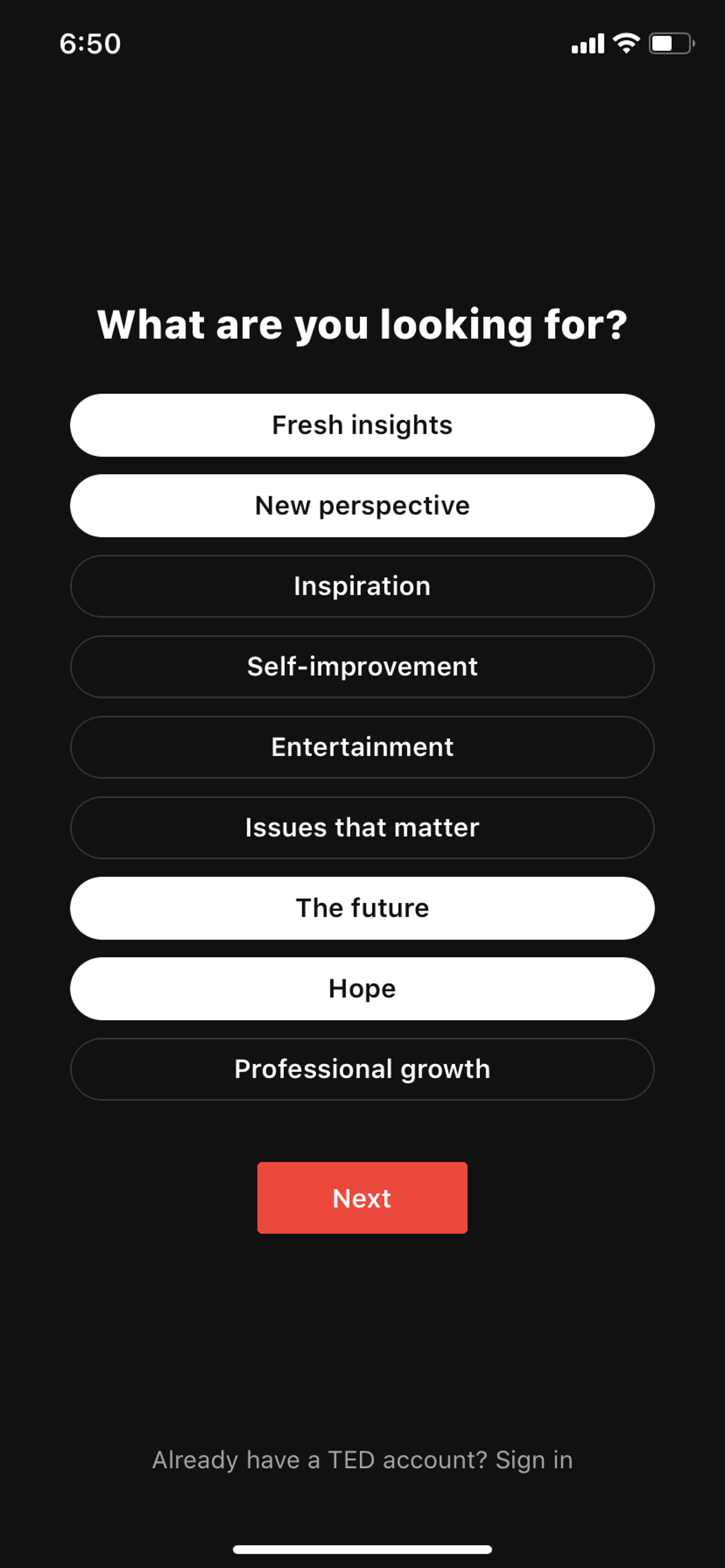 TED iOS Education interface screenshot 6