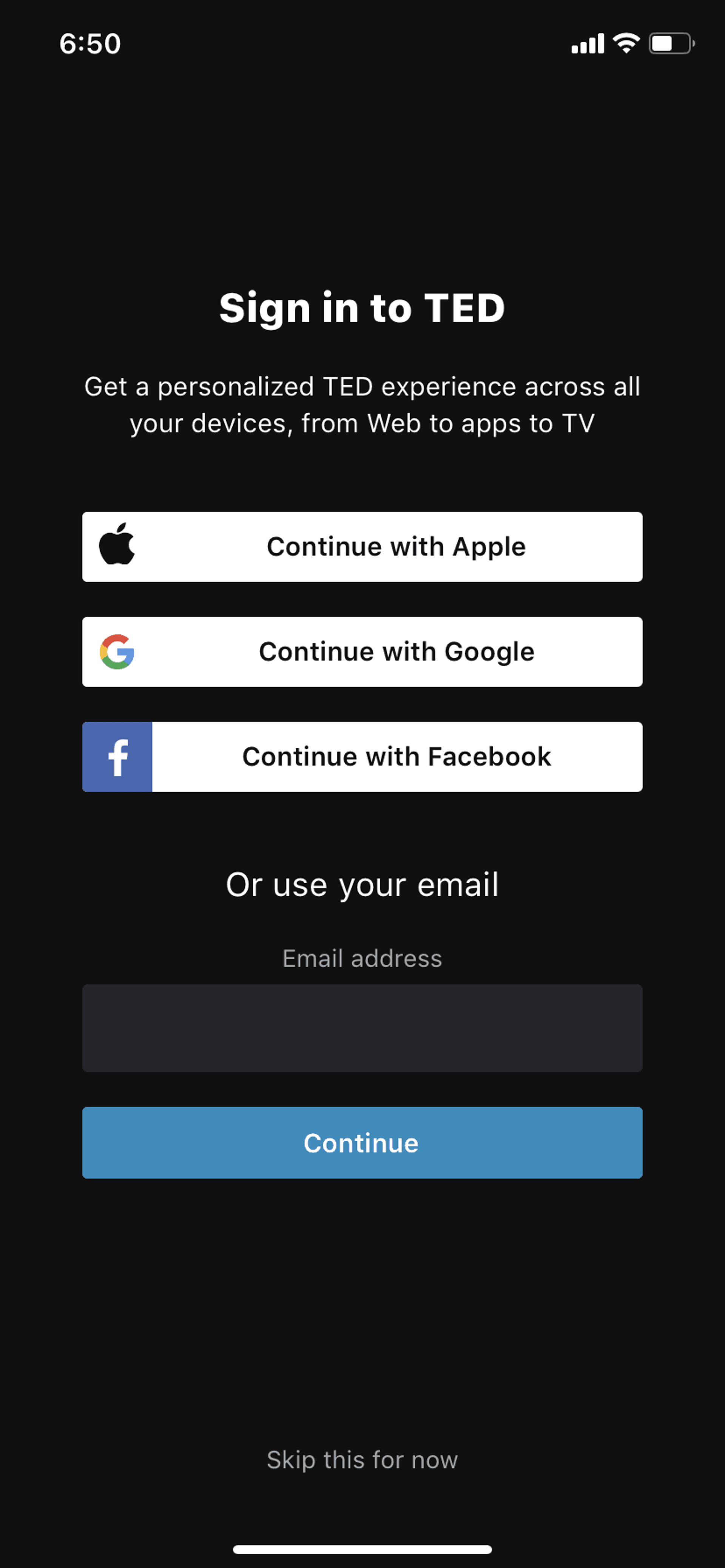 TED iOS Education interface screenshot 7