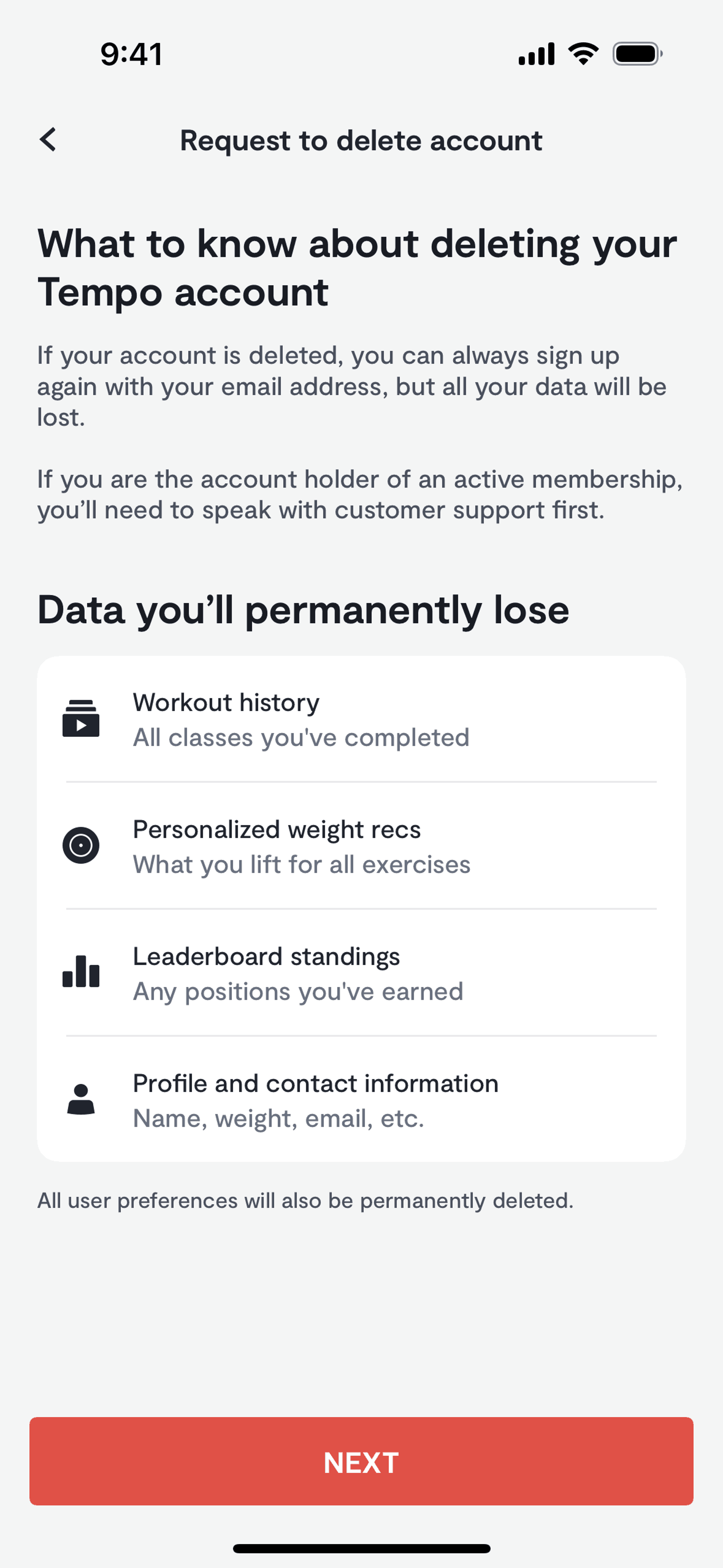 Tempo iOS Health & Fitness interface screenshot 17