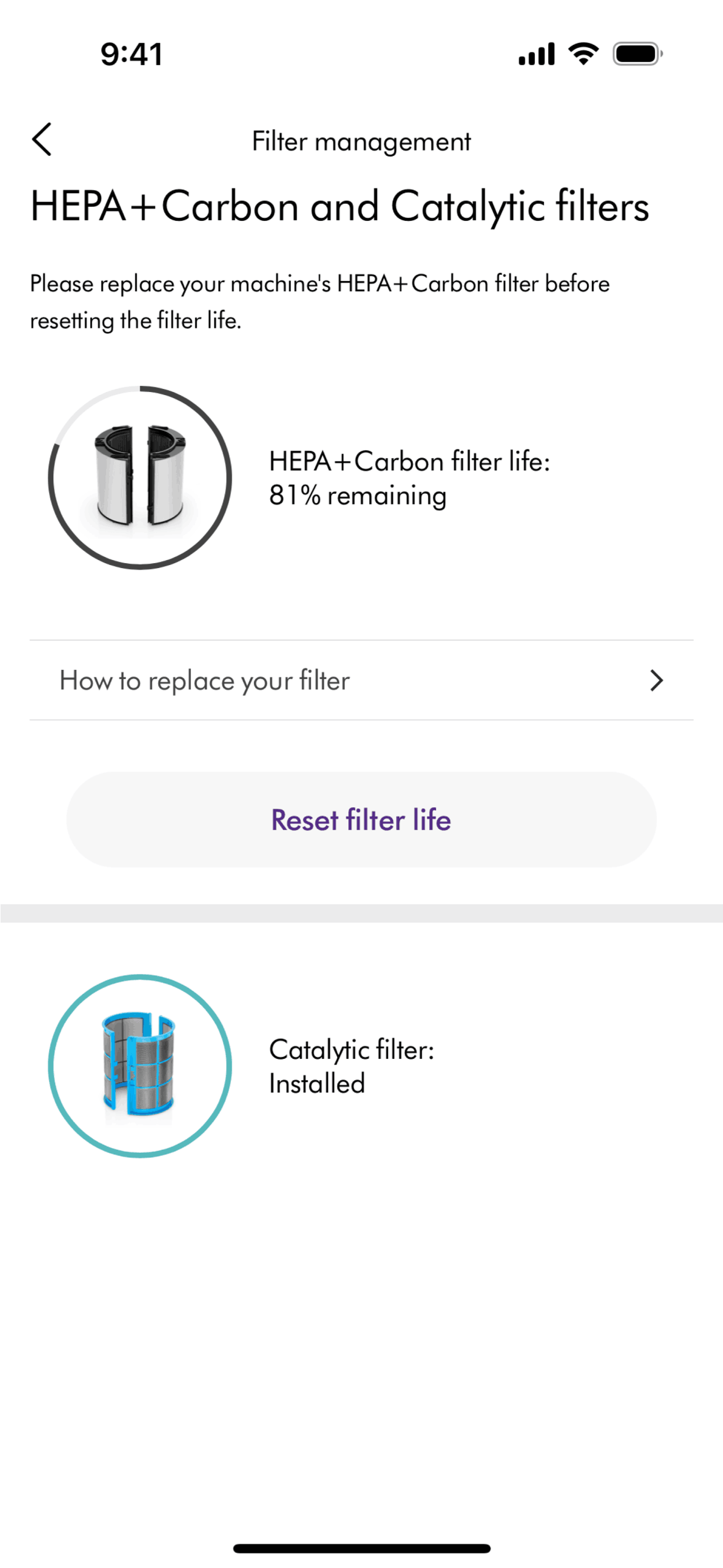 MyDyson iOS Utilities interface screenshot 4