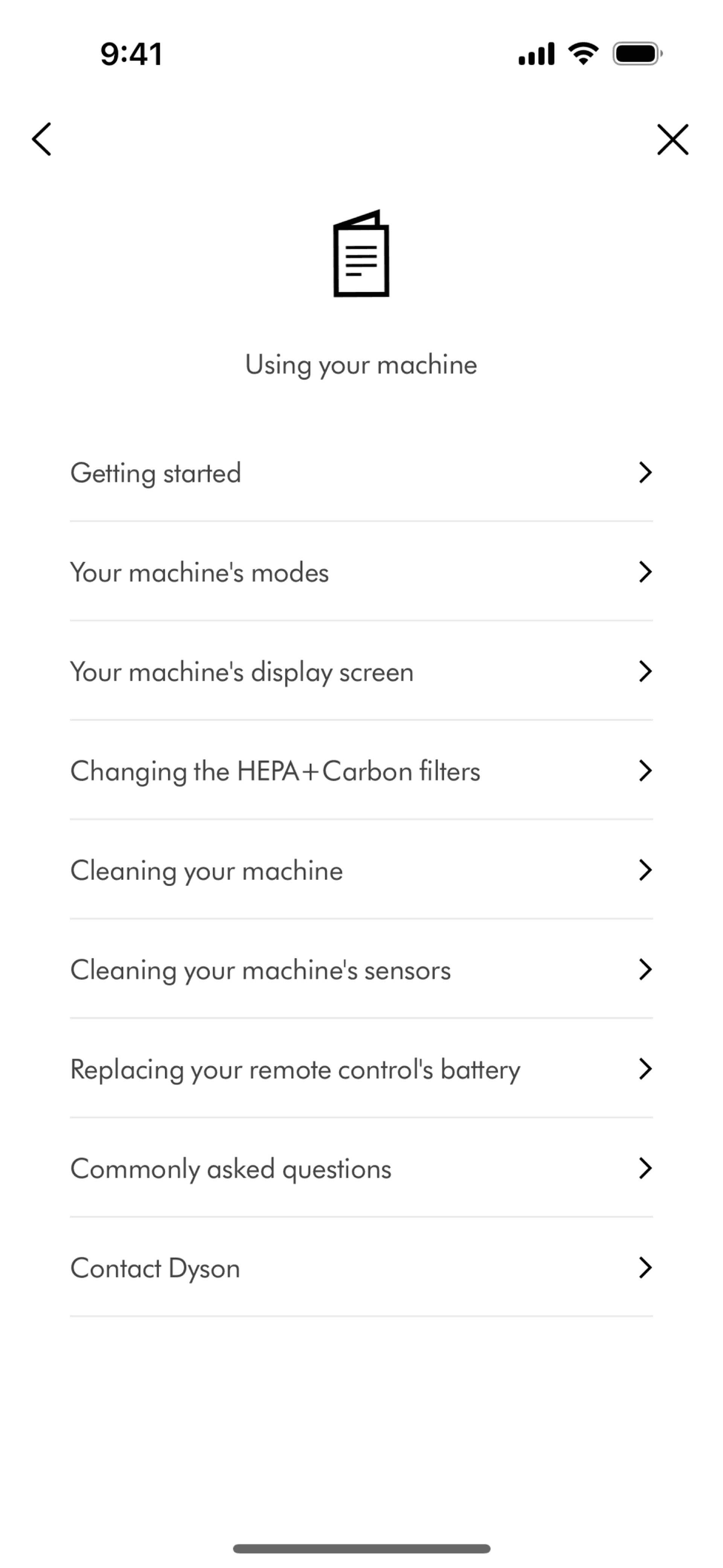 MyDyson iOS Utilities interface screenshot 12