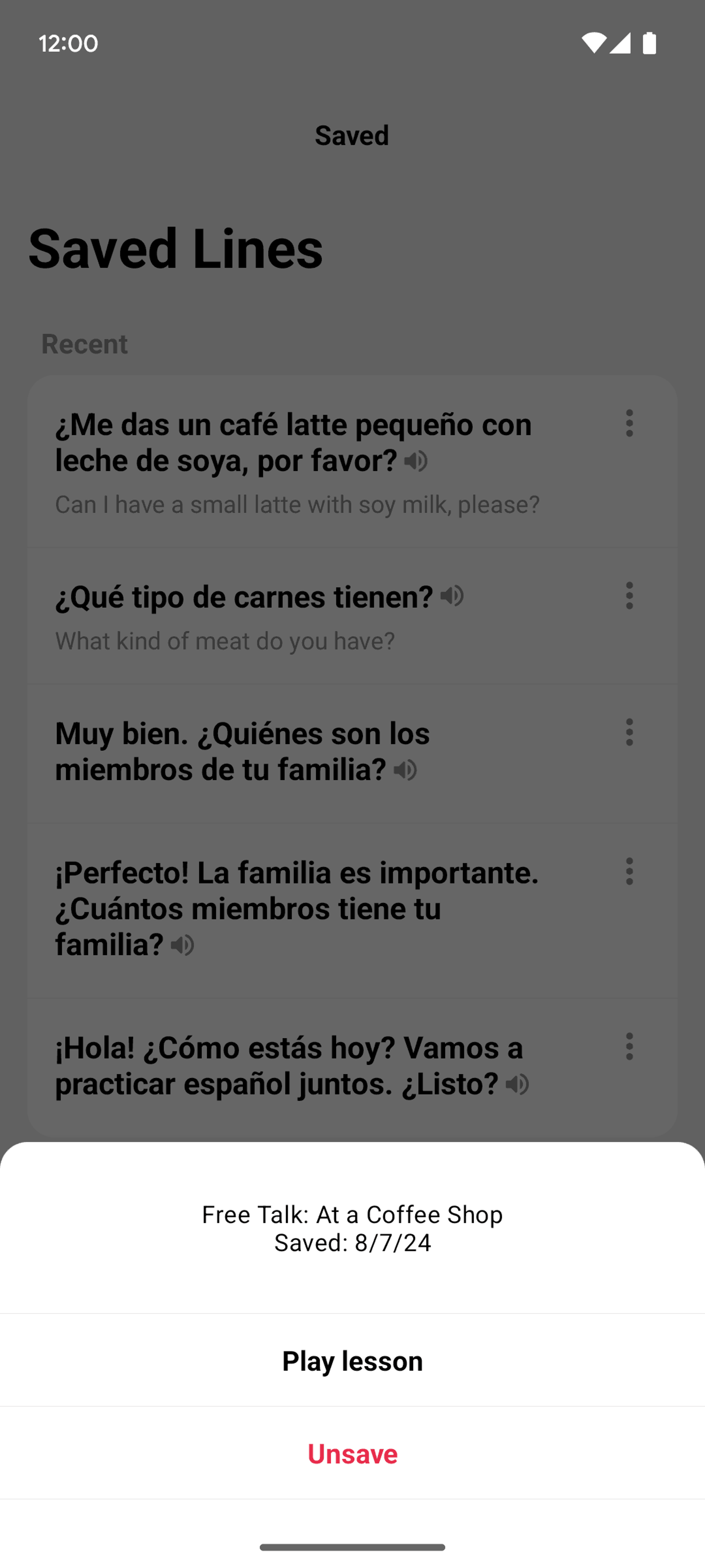 Speak Android Education interface screenshot 2