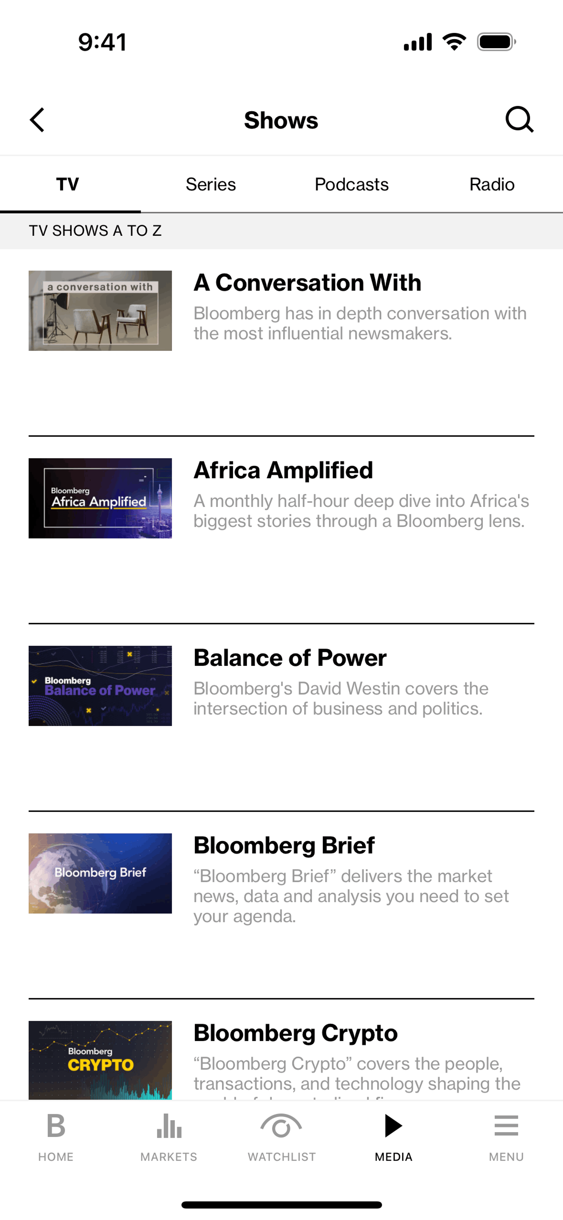 Bloomberg iOS News interface screenshot 7