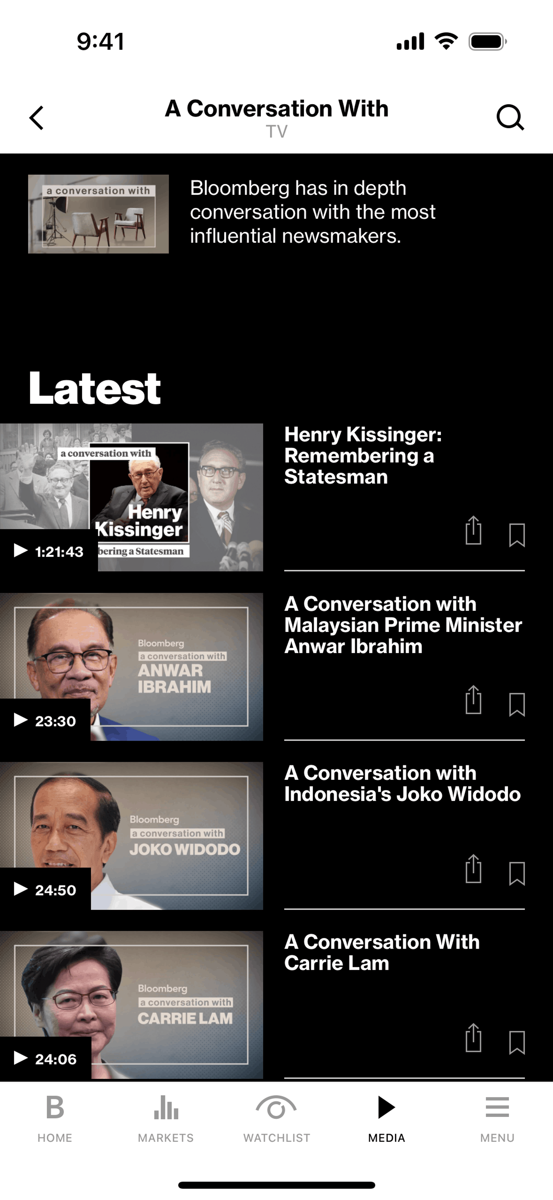 Bloomberg iOS News interface screenshot 8