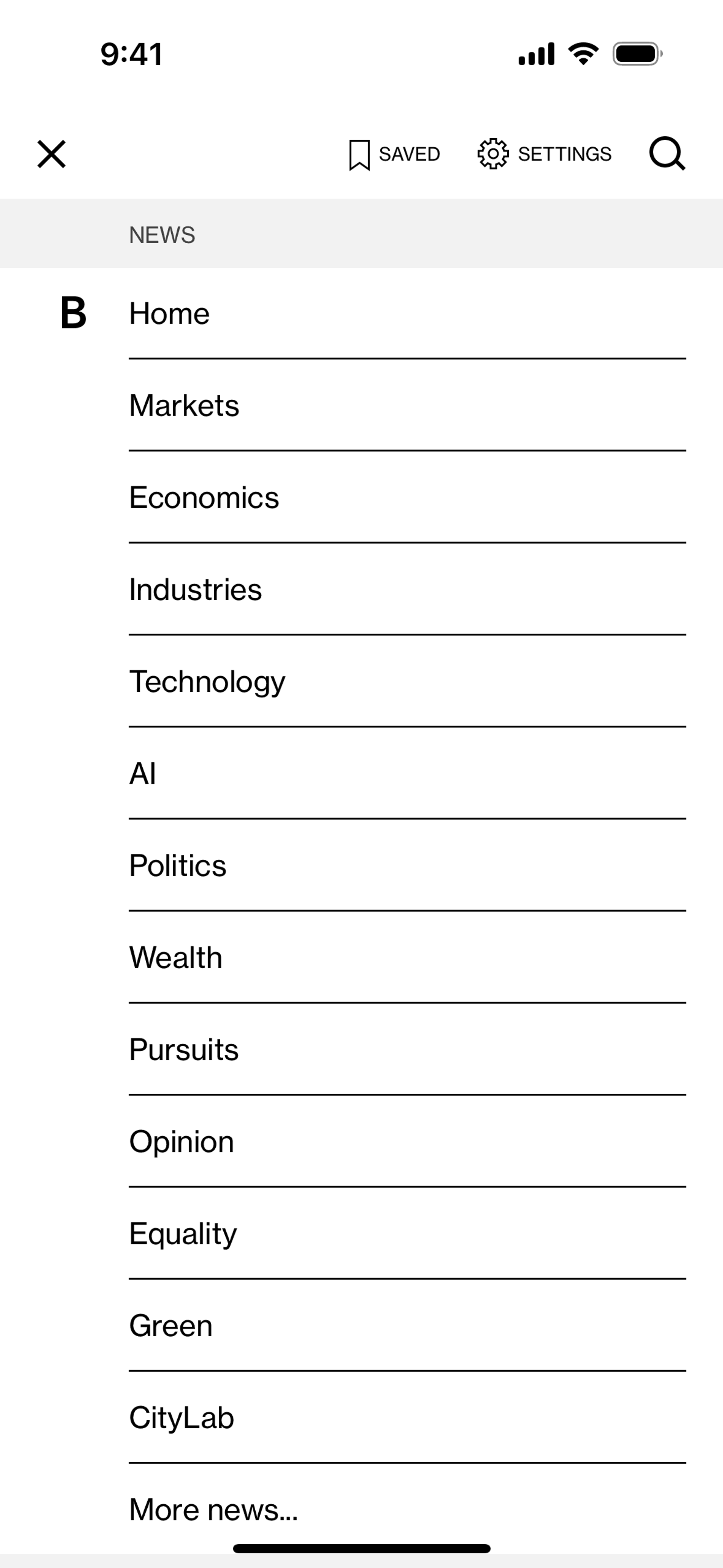 Bloomberg iOS News interface screenshot 9