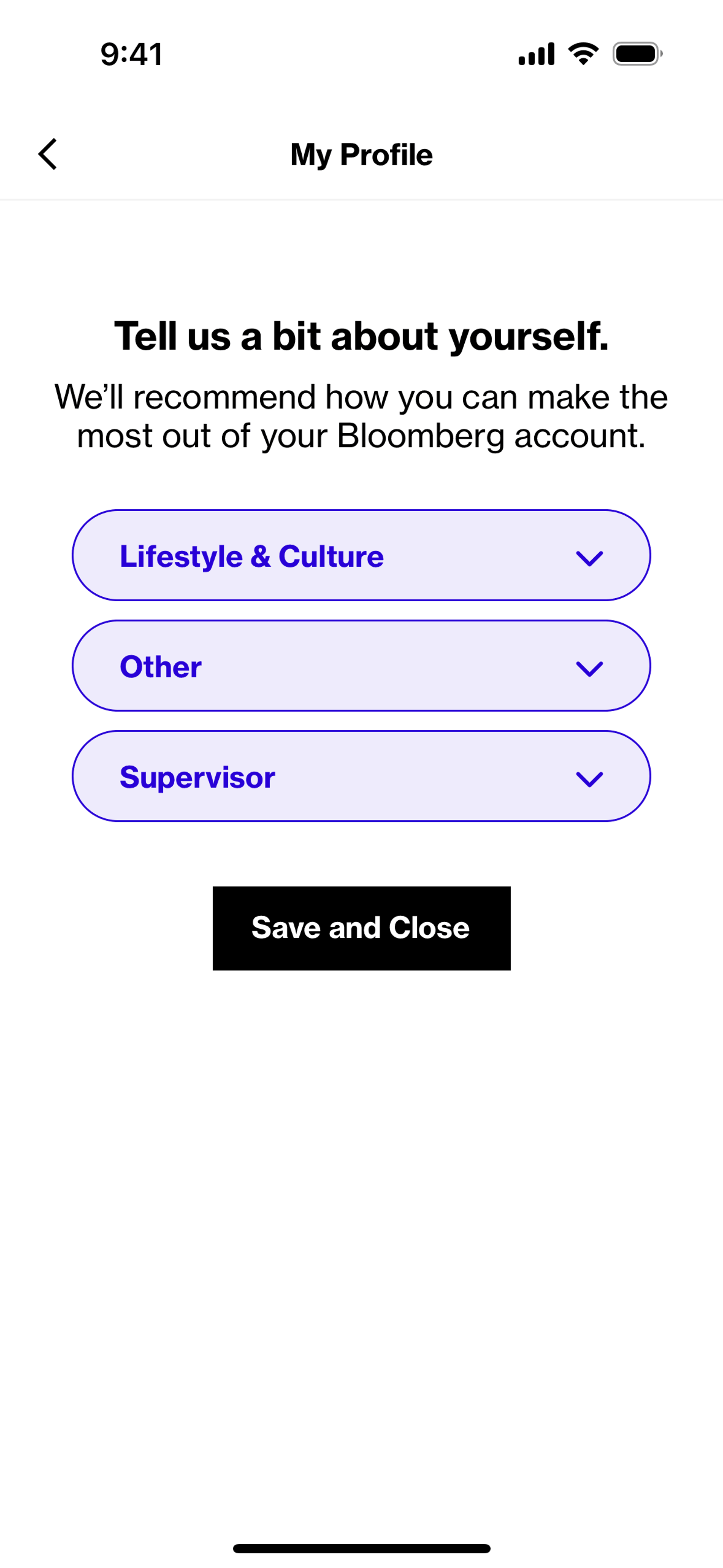 Bloomberg iOS News interface screenshot 12
