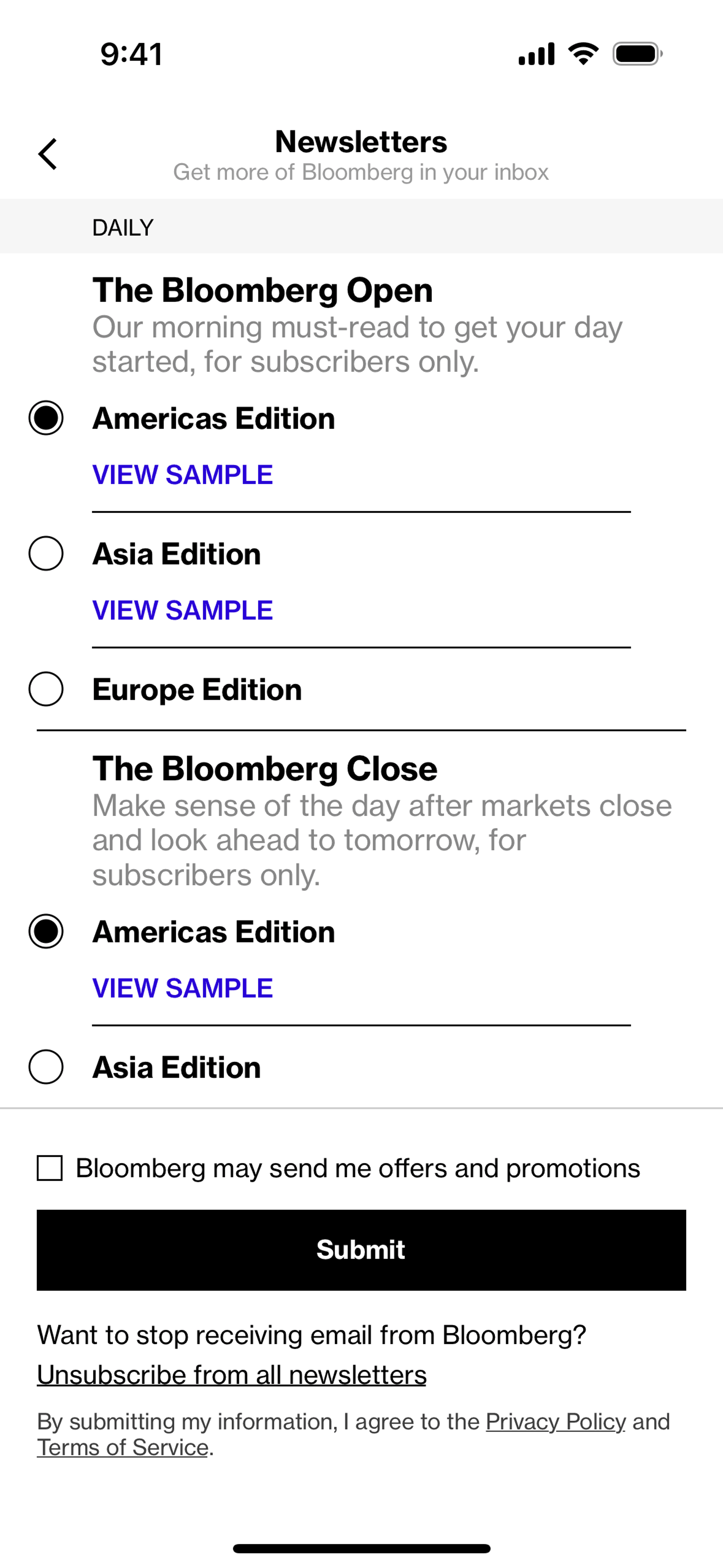 Bloomberg iOS News interface screenshot 16