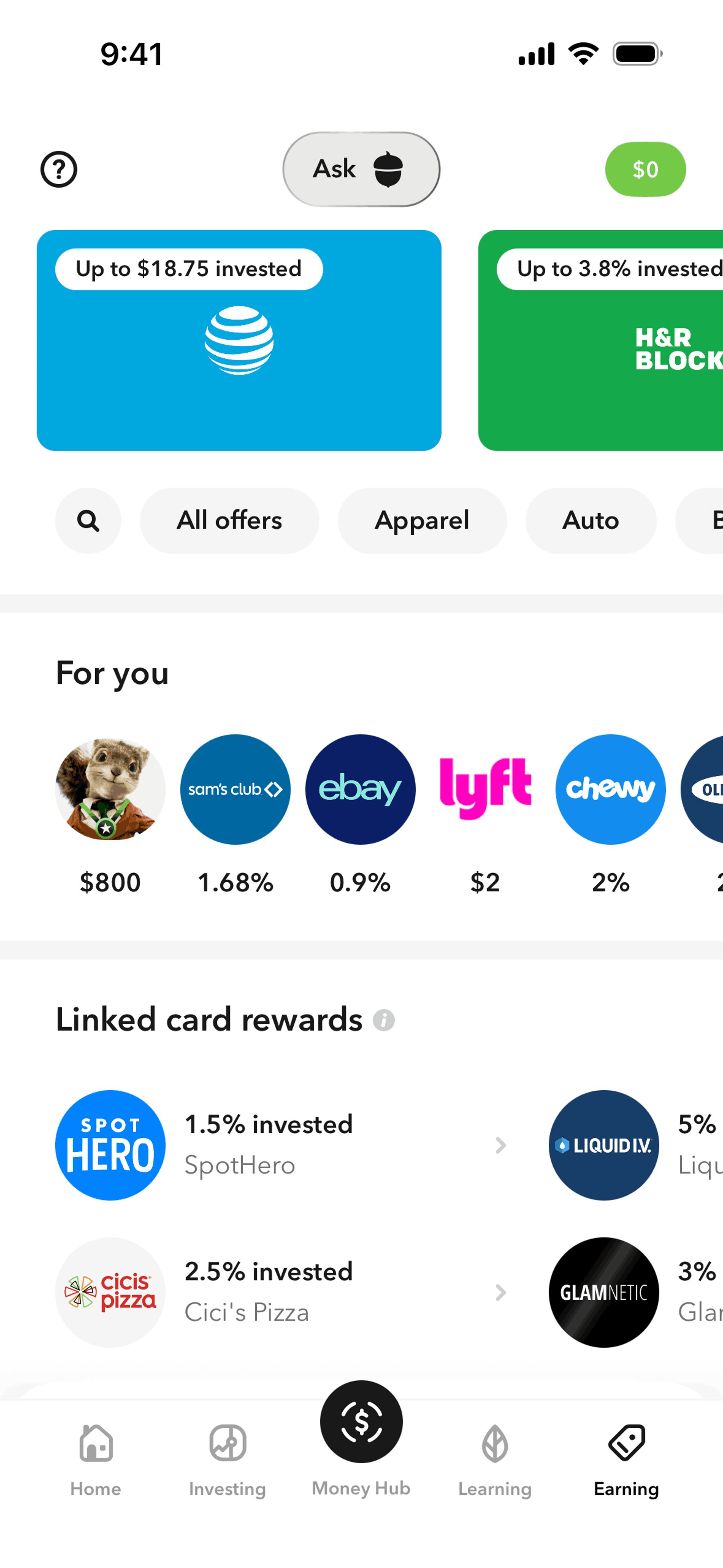 Acorns iOS Finance interface screenshot 4