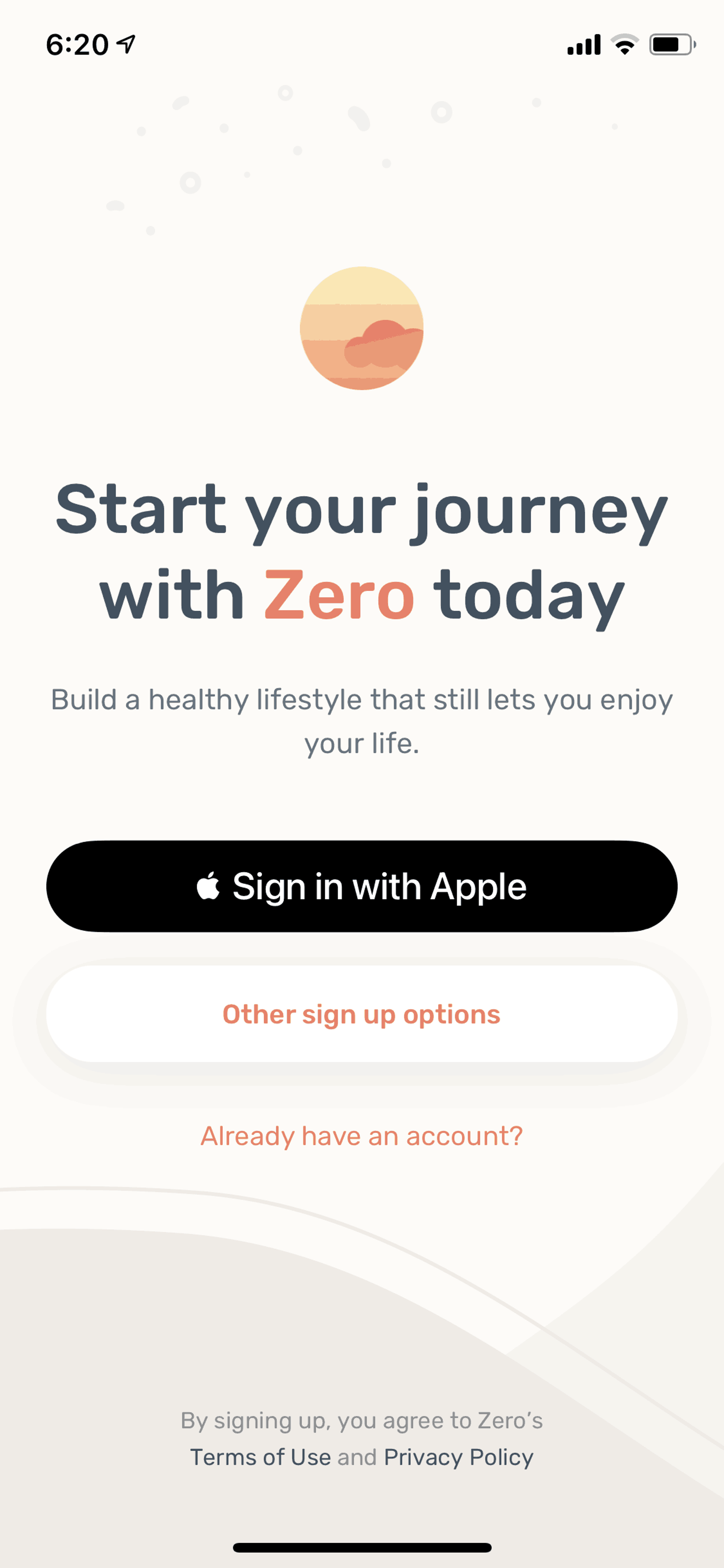 Zero iOS Health & Fitness interface screenshot 2
