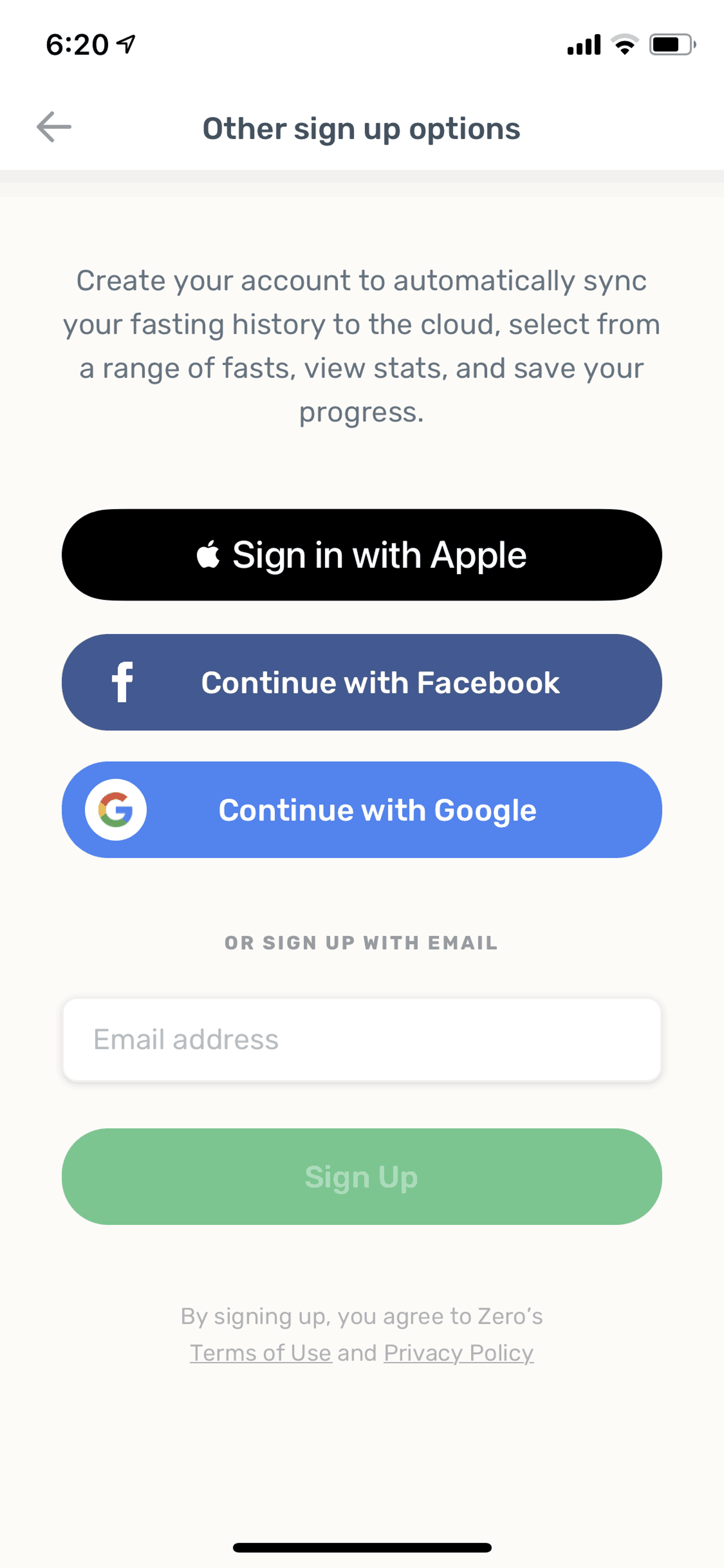 Zero iOS Health & Fitness interface screenshot 3