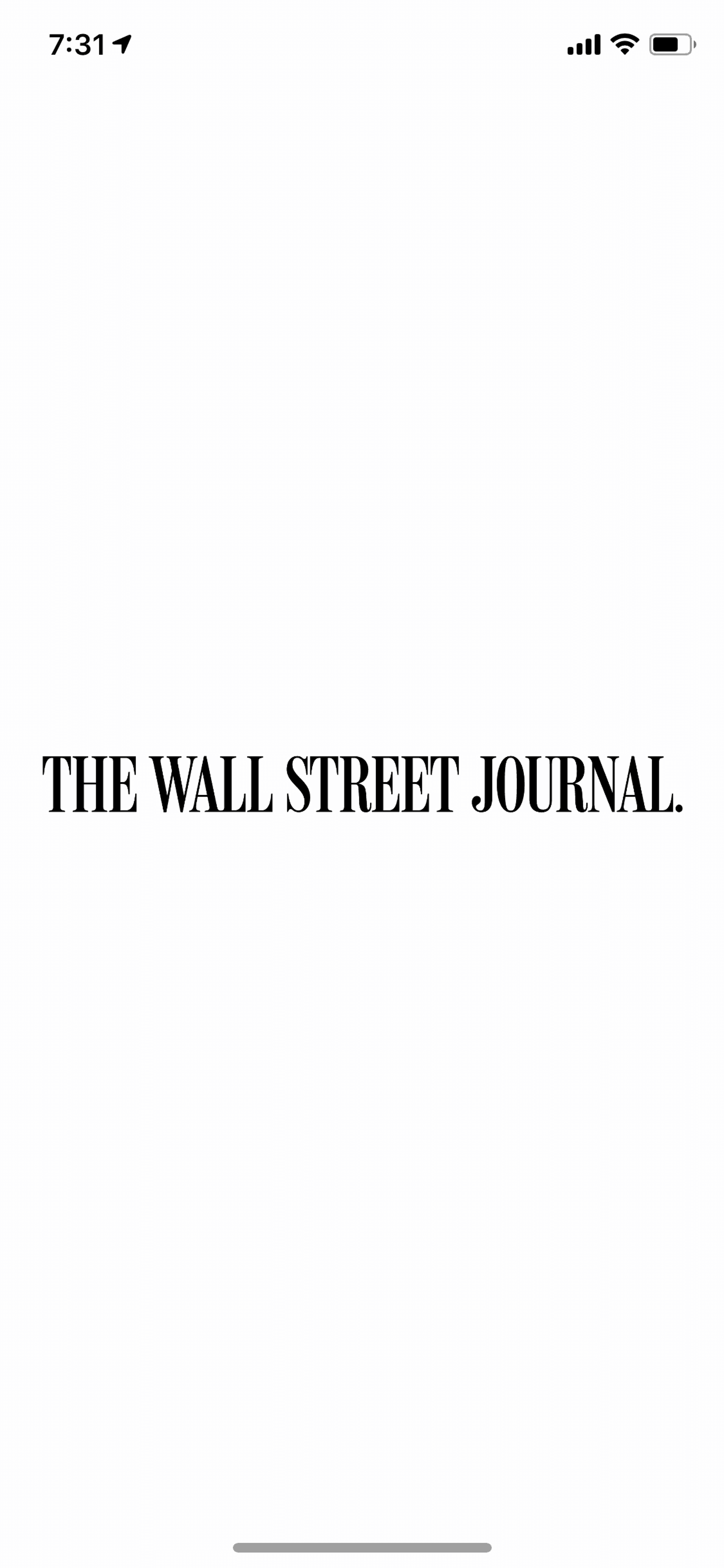 The Wall Street Journal iOS News interface screenshot 1