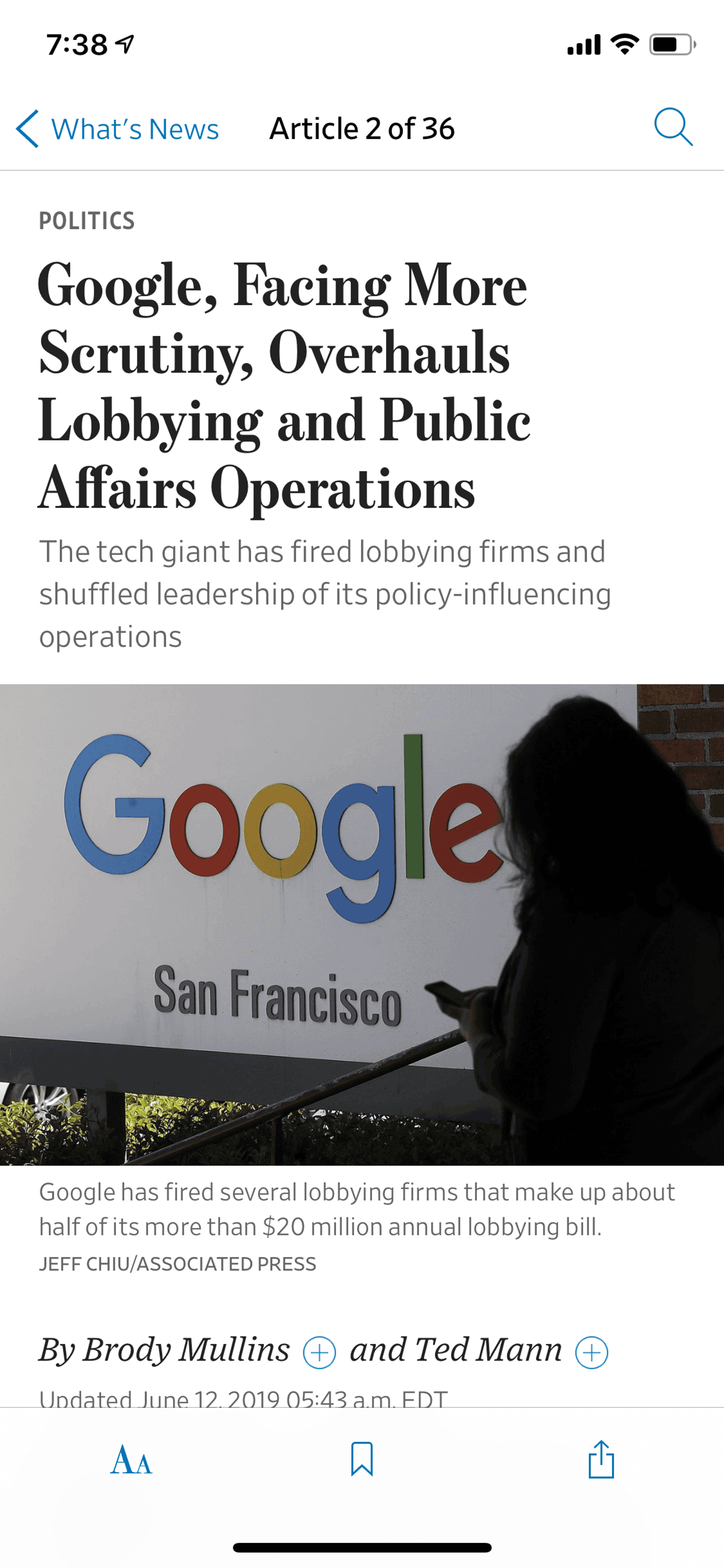 The Wall Street Journal iOS News interface screenshot 15