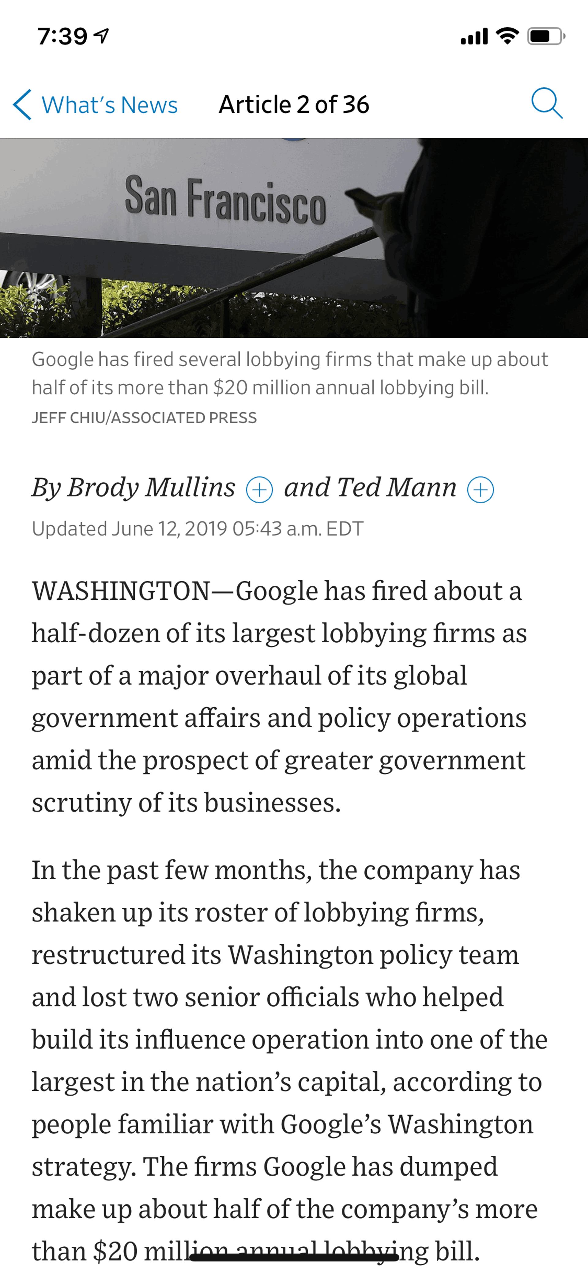 The Wall Street Journal iOS News interface screenshot 16