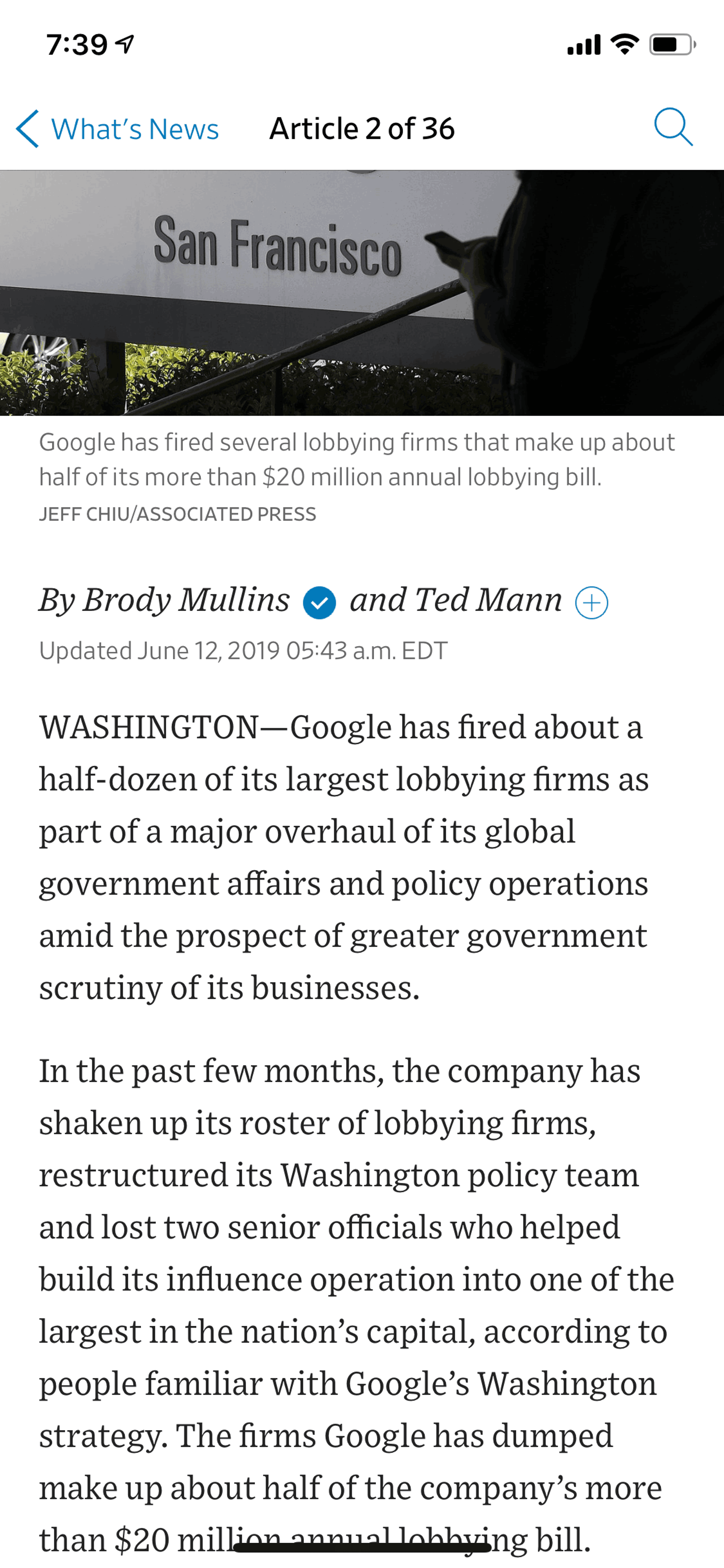 The Wall Street Journal iOS News interface screenshot 18