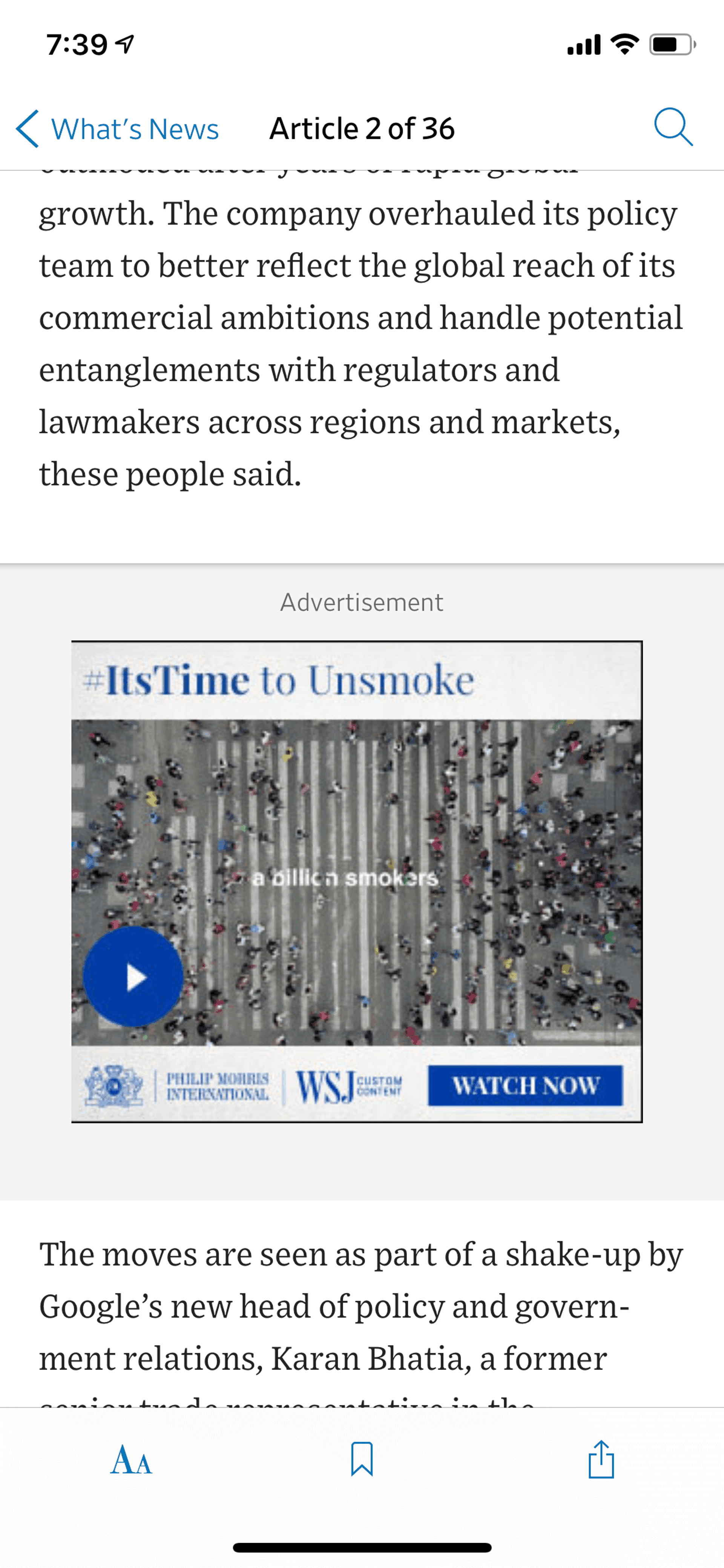 The Wall Street Journal iOS News interface screenshot 20