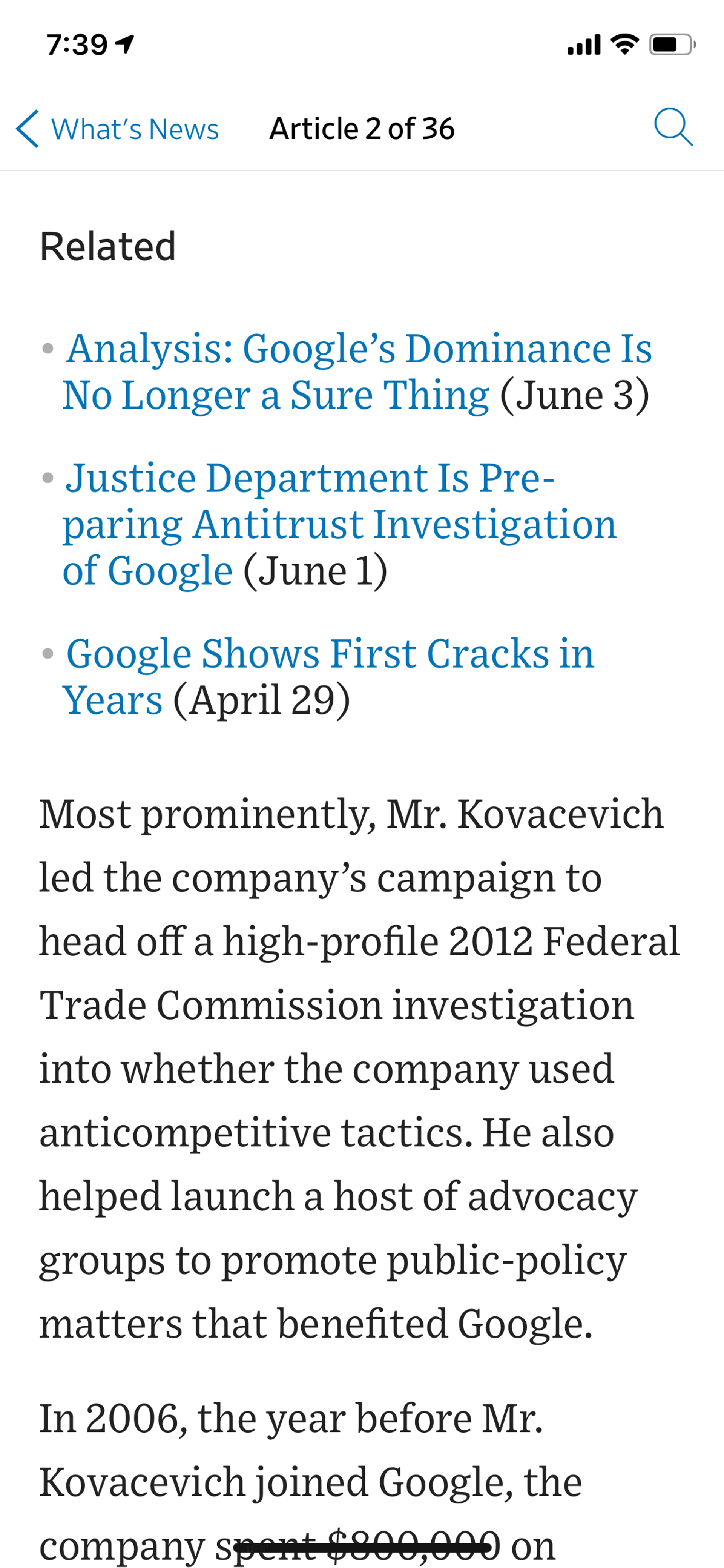 The Wall Street Journal iOS News interface screenshot 23