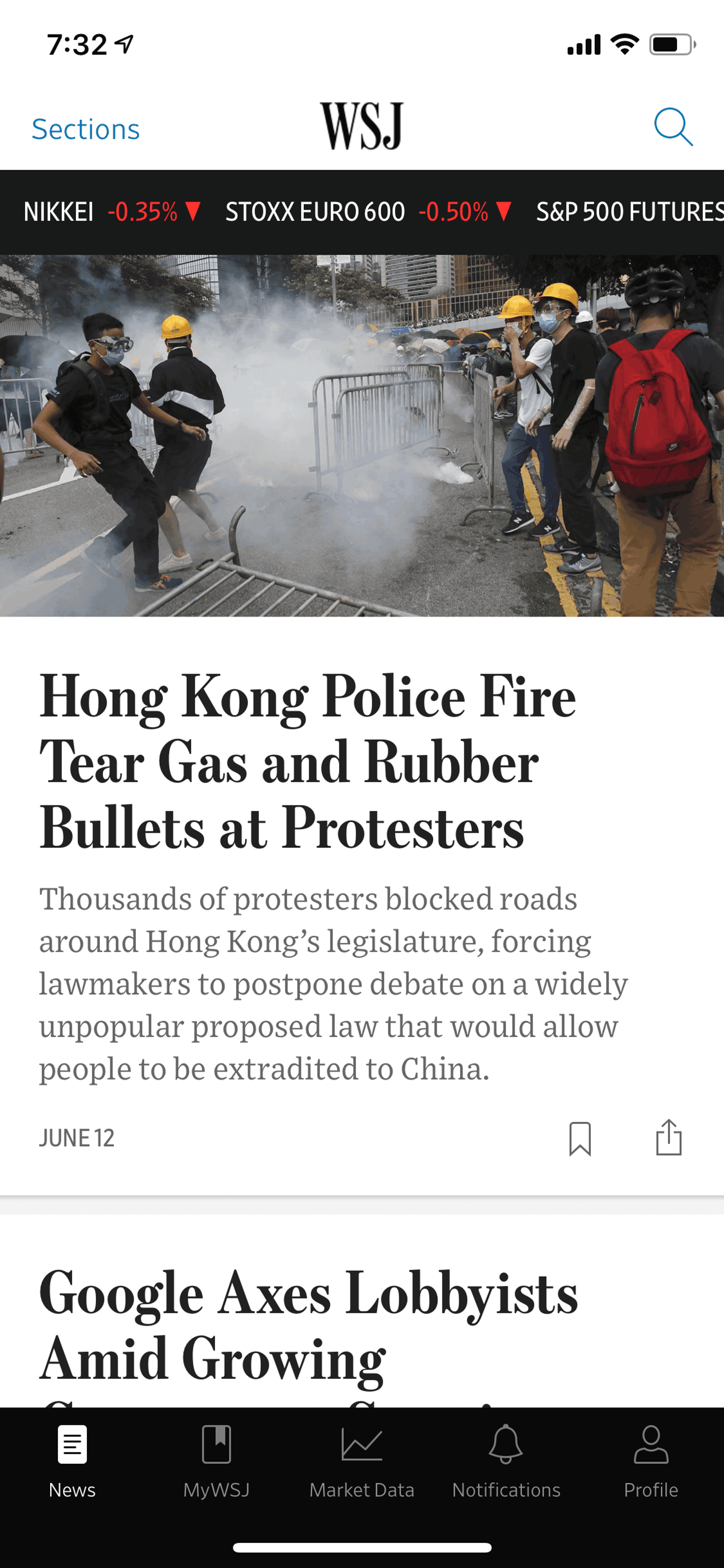 The Wall Street Journal iOS News interface screenshot 5