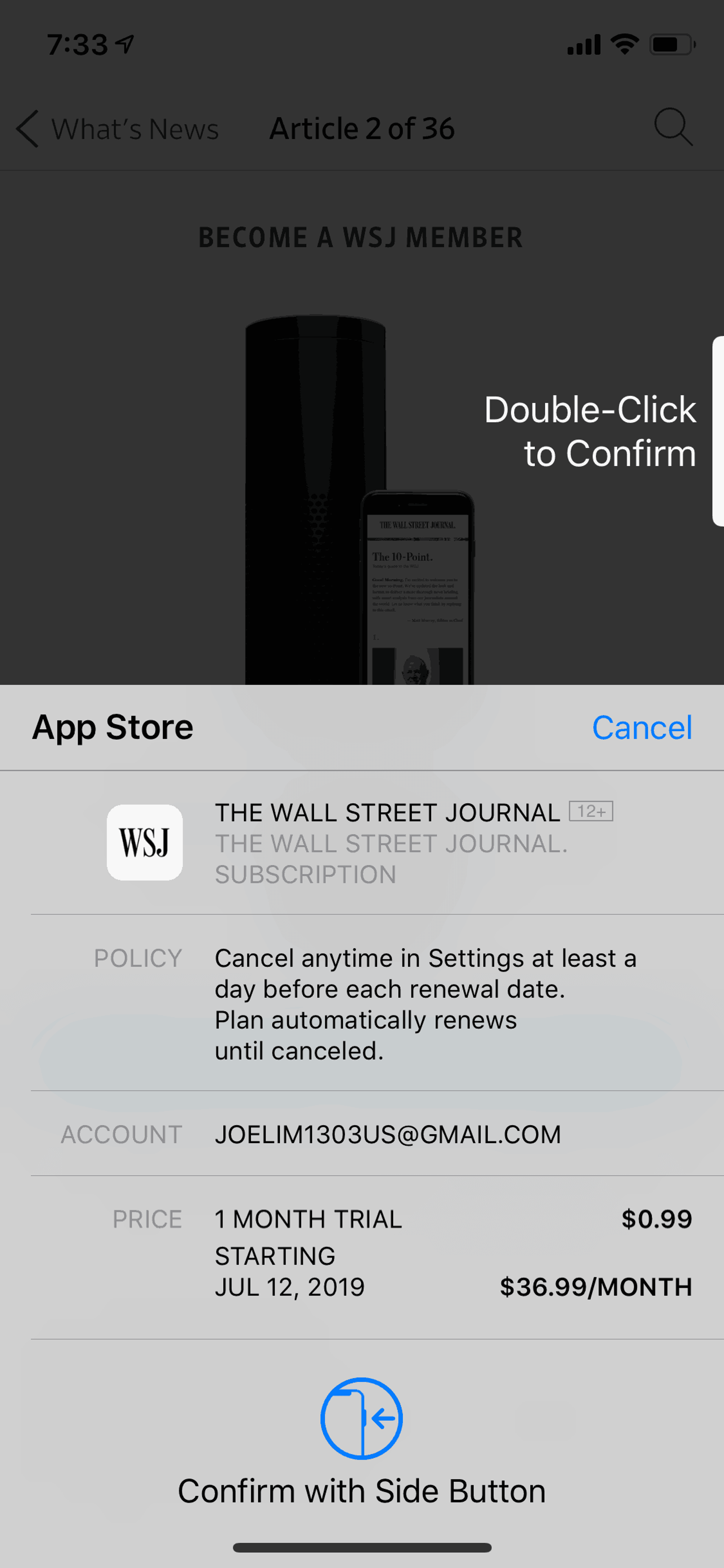 The Wall Street Journal iOS News interface screenshot 8