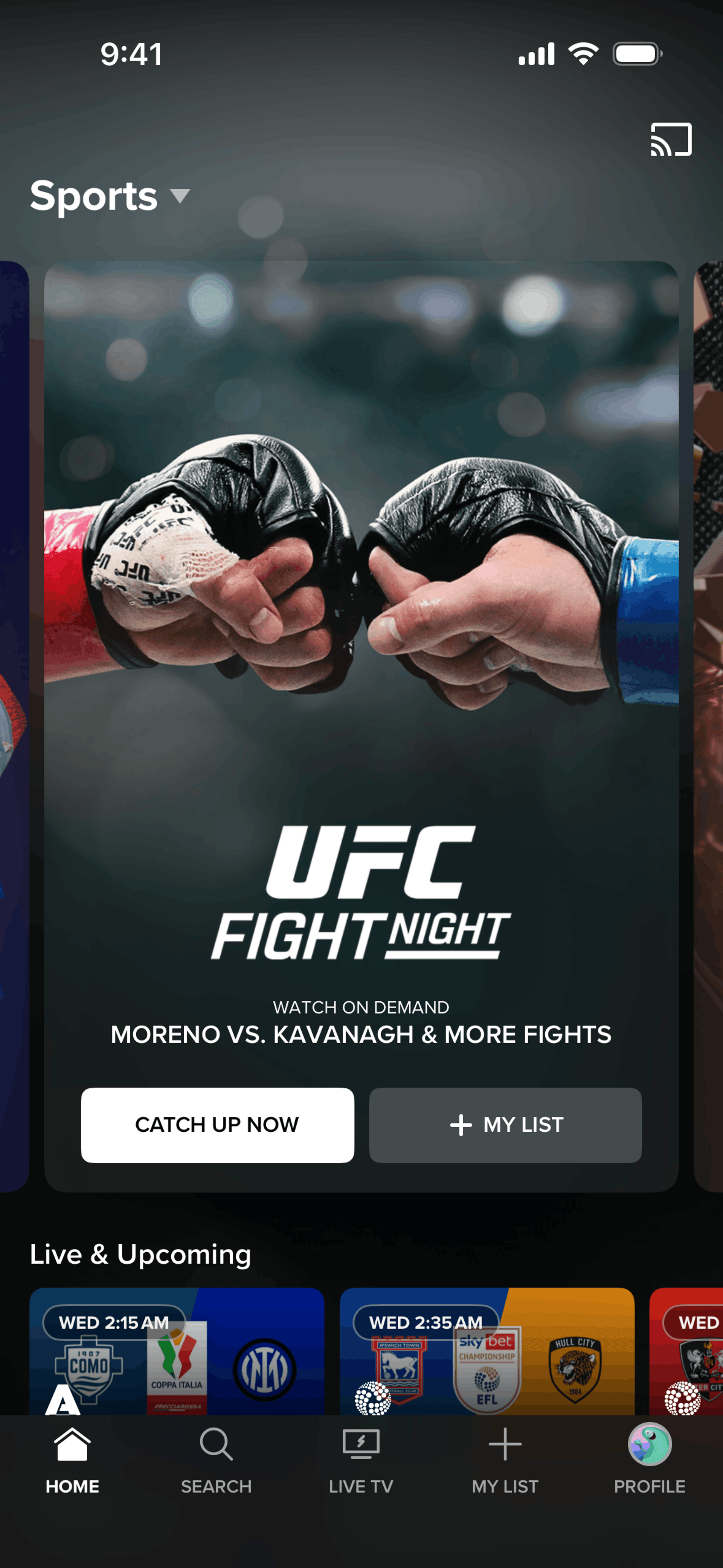 Paramount+ iOS Sports interface screenshot 4
