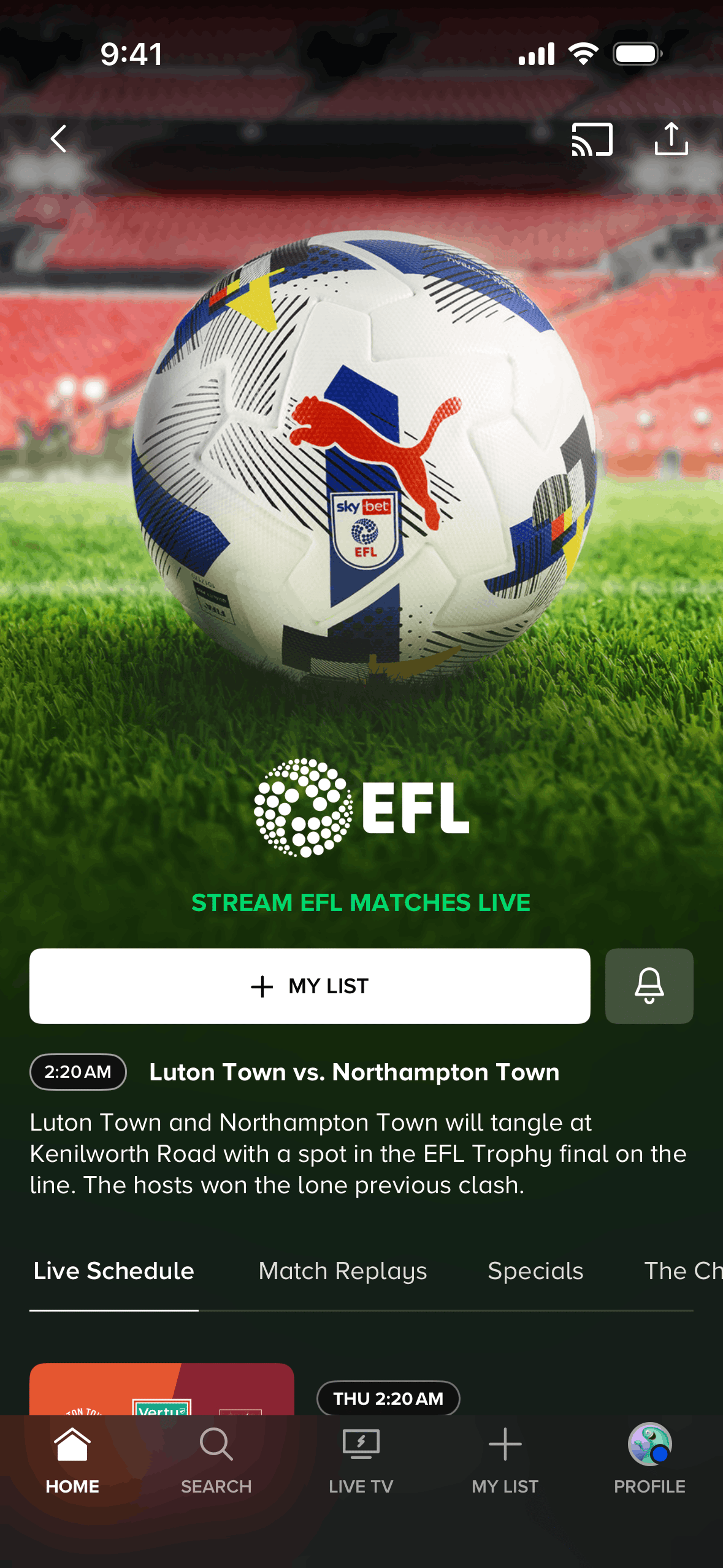 Paramount+ iOS Sports interface screenshot 7