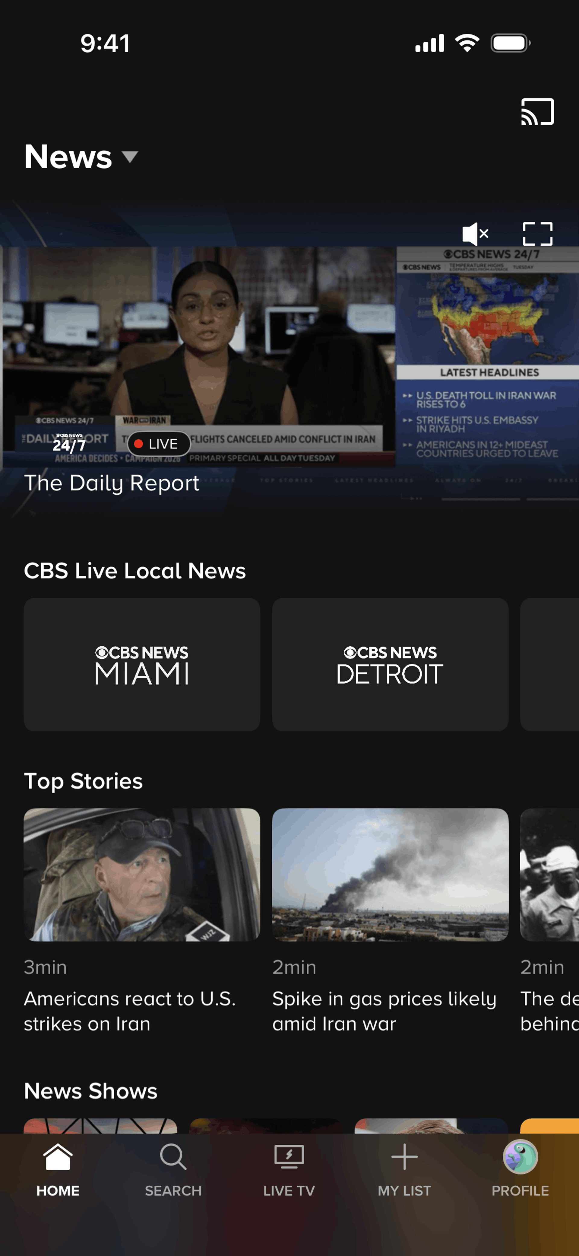 Paramount+ iOS Sports interface screenshot 13