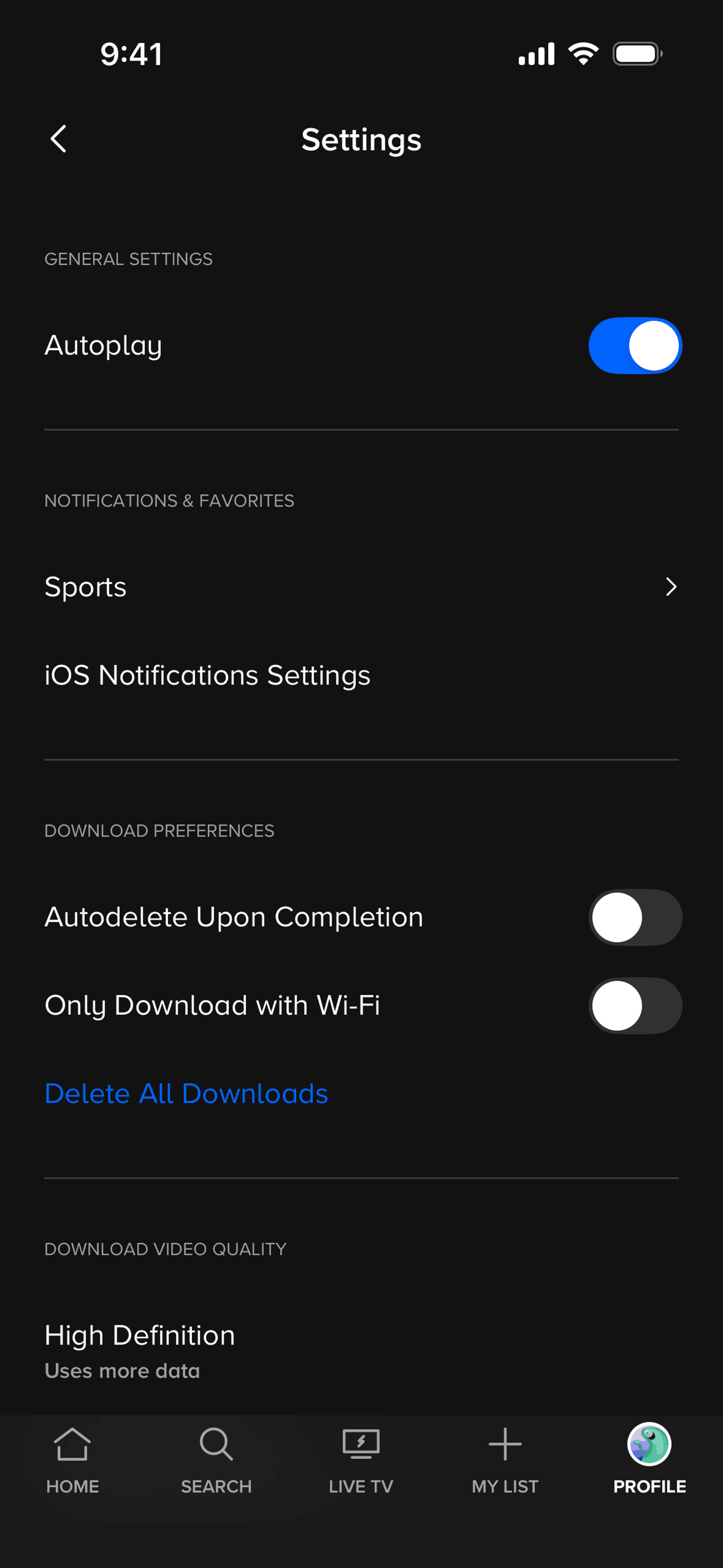 Paramount+ iOS Sports interface screenshot 11