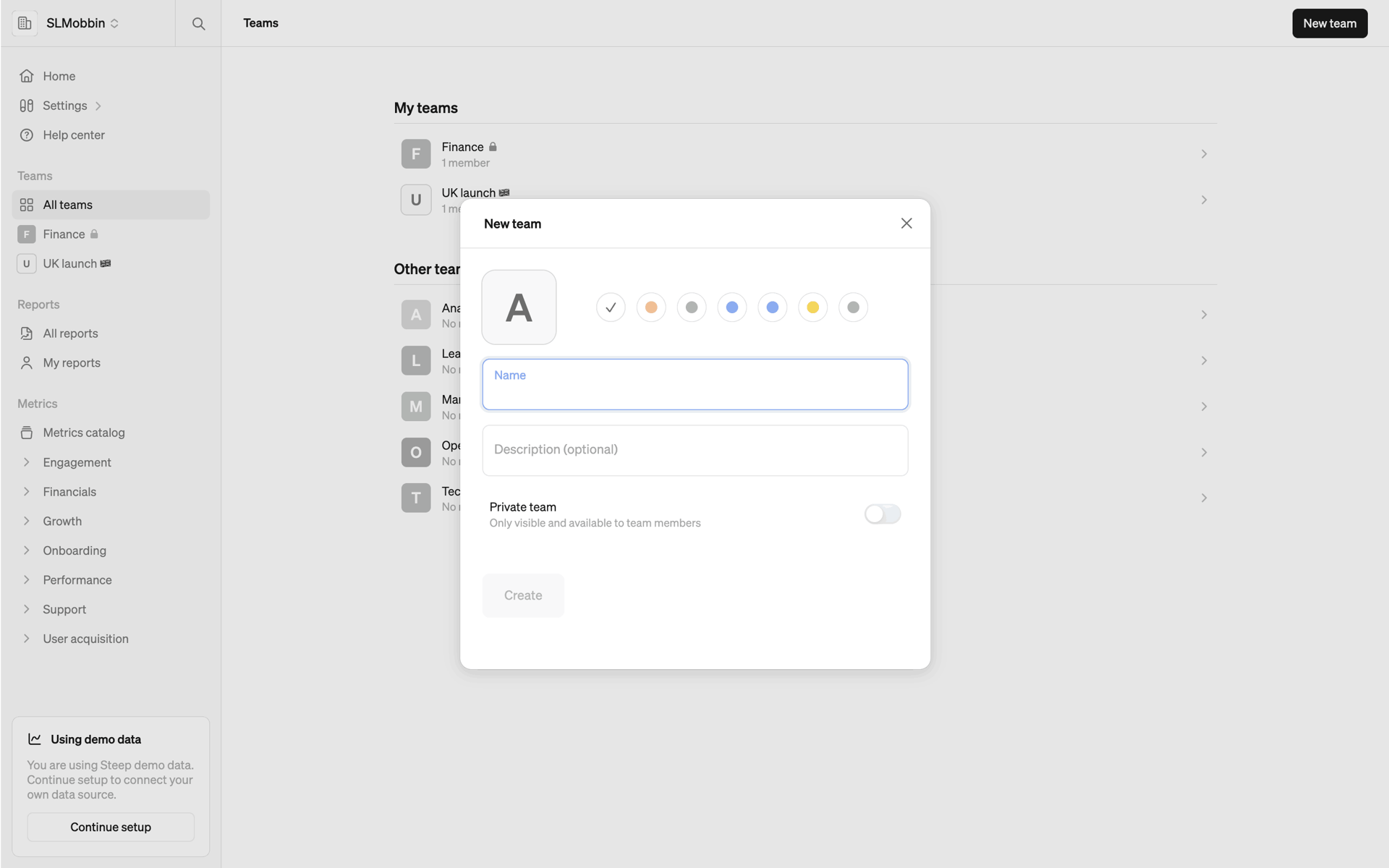 Steep Web Business interface screenshot 15