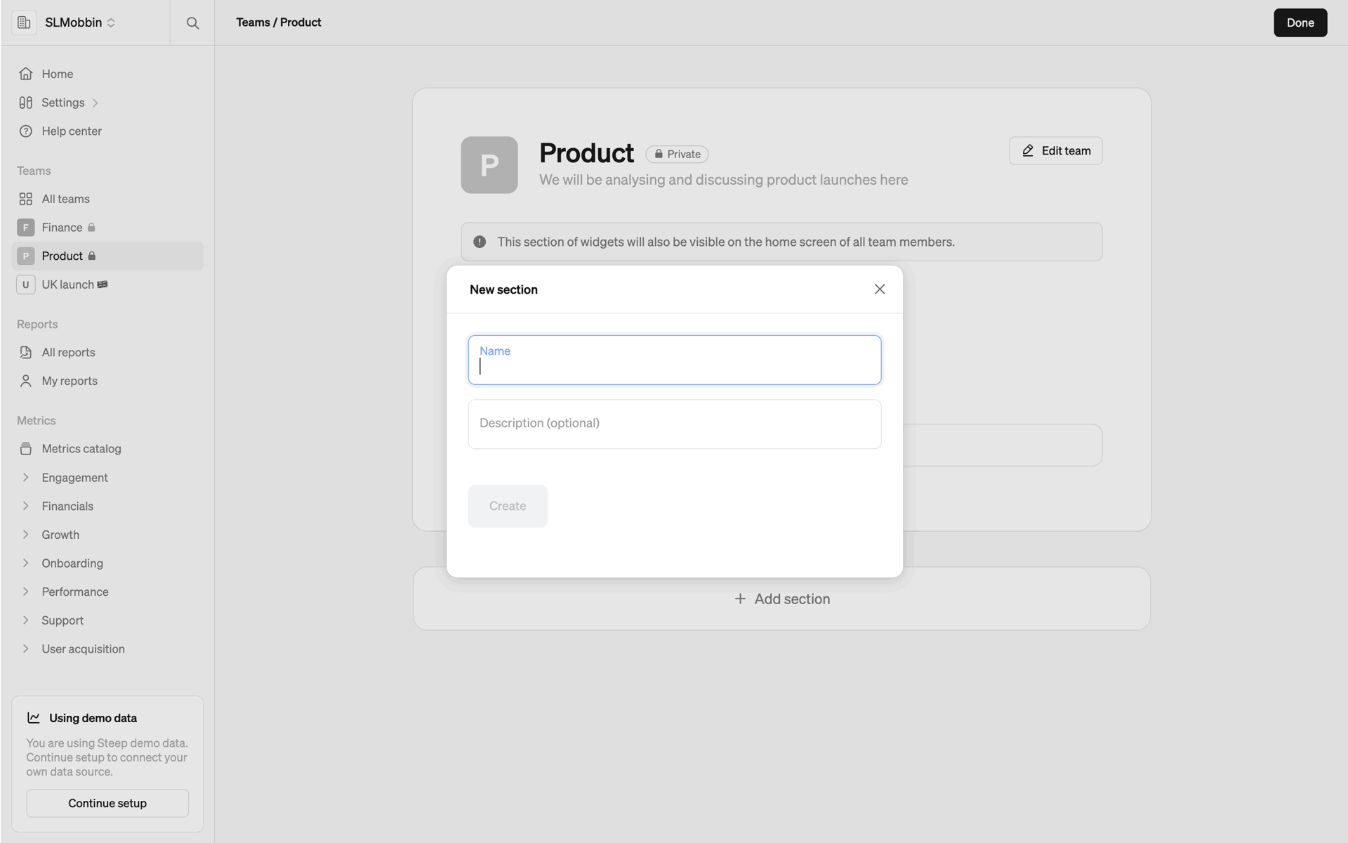 Steep Web Business interface screenshot 17