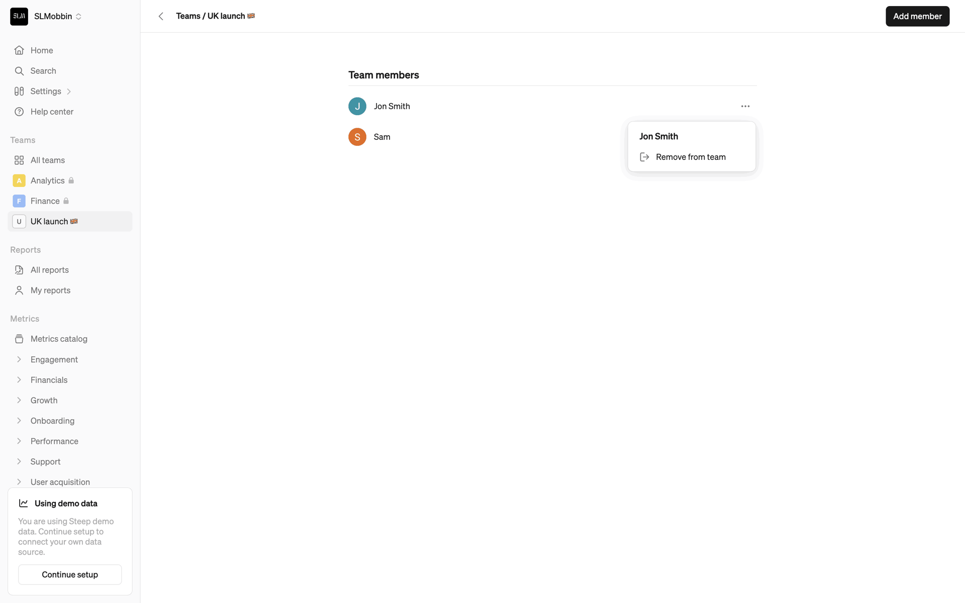 Steep Web Business interface screenshot 20