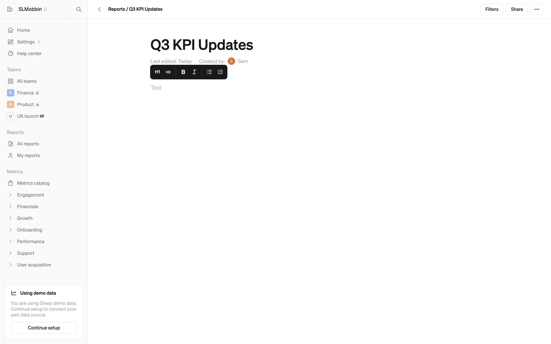Steep Web Business interface screenshot 23
