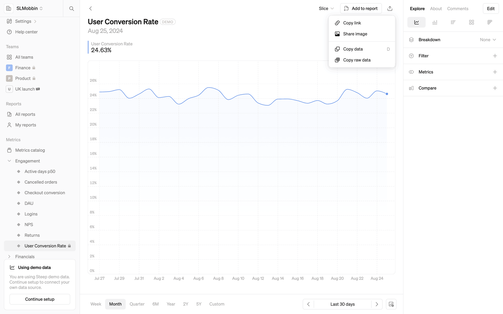 Steep Web Business interface screenshot 4