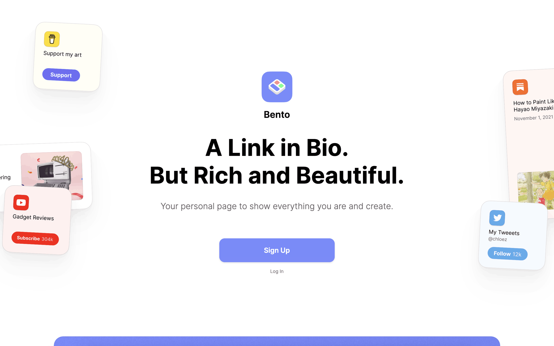 Bento Web Social Networking interface screenshot 1
