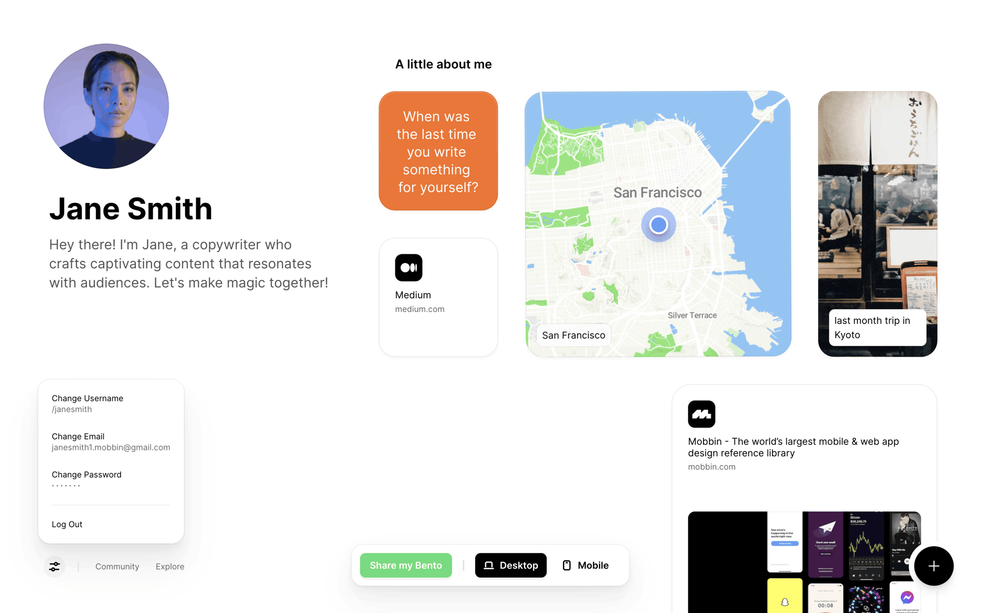 Bento Web Social Networking interface screenshot 7